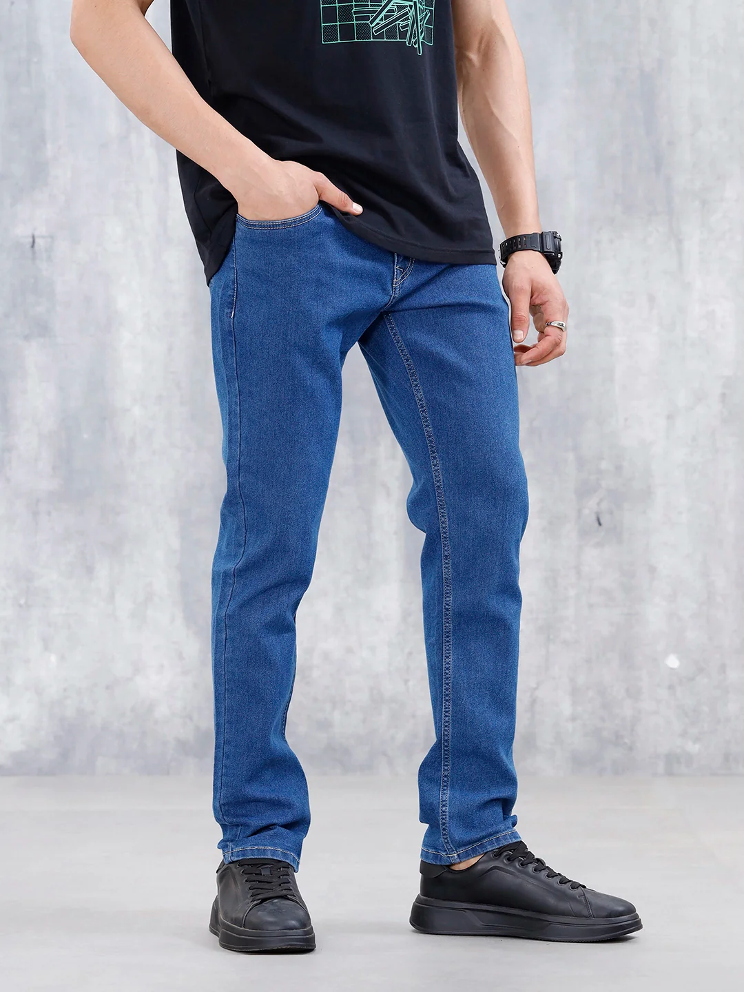 Men's Casual Slim Fit Jeans | Blue - Image 4