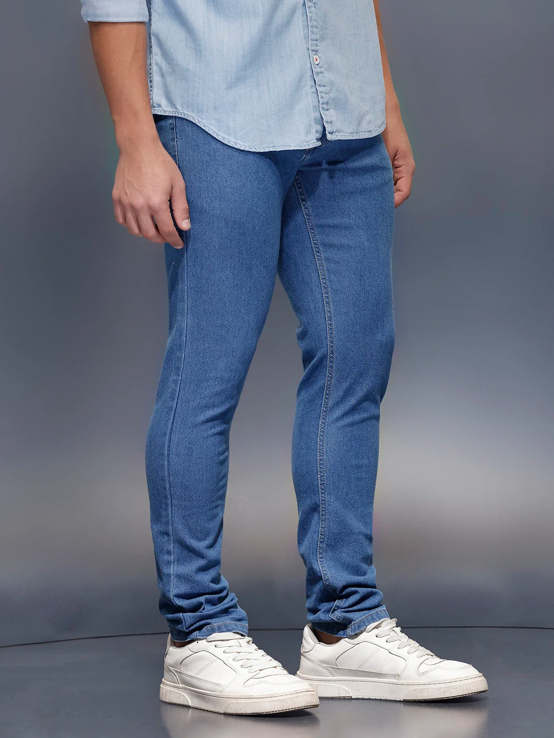 Men's Casual Slim Fit Jeans   |  Blue - Image 4