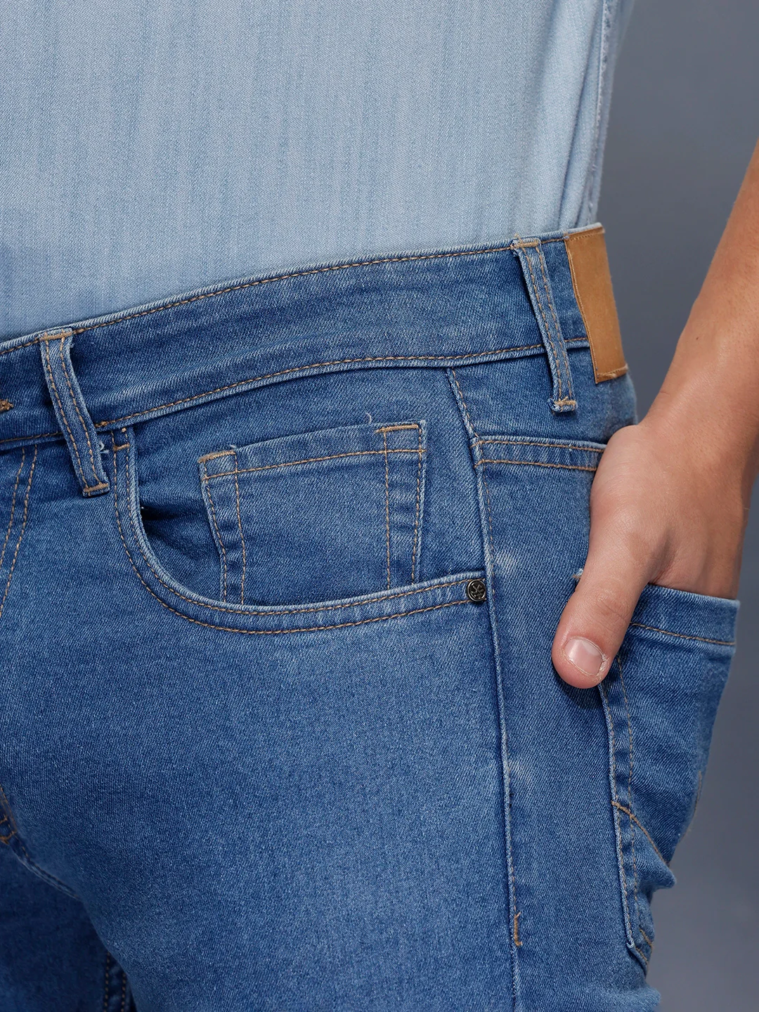 Men's Casual Slim Fit Jeans   |  Blue - Image 5