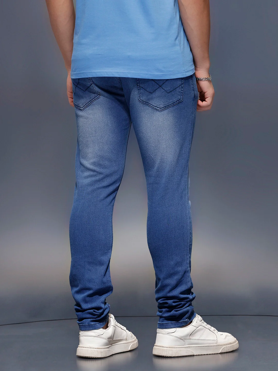 Men's Casual Slim Fit Jeans   |  Dark Blue - Image 3