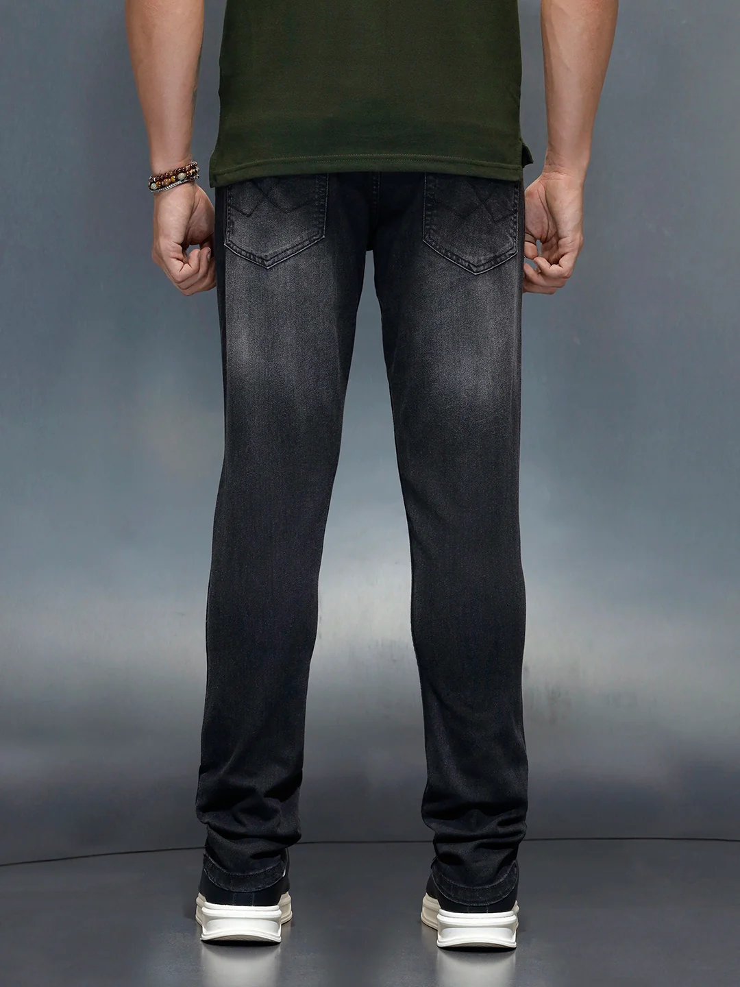 Men's Casual Slim Fit Jeans | Dark Grey - Image 3