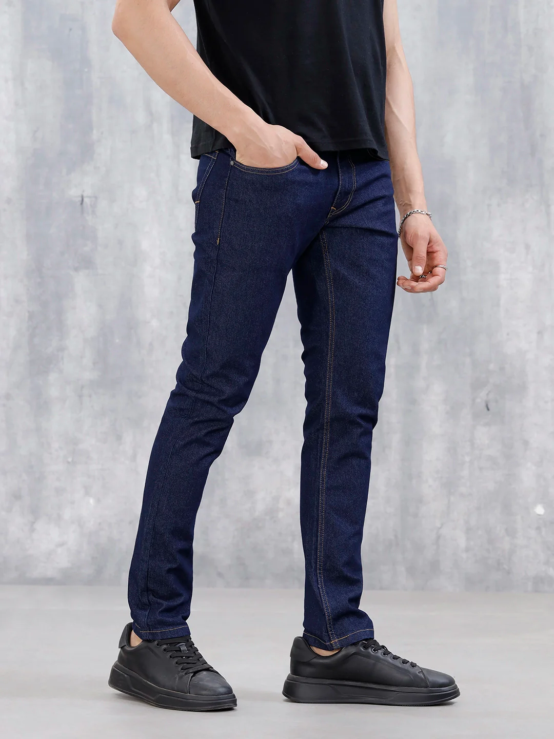 Men's Casual Slim Fit Jeans | Dark Stone - Image 4