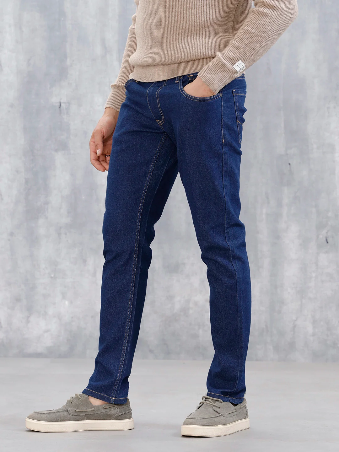Men's Casual Slim Fit Jeans | Blue - Image 4