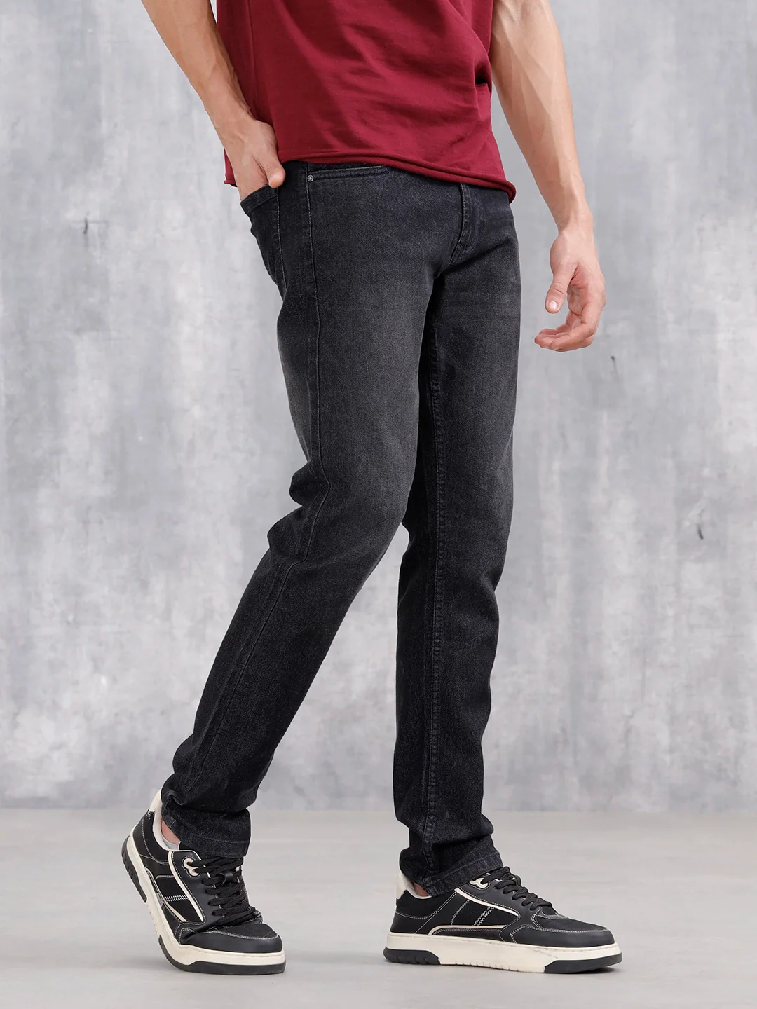 Men's Casual Slim Fit Jeans | Dark Stone - Image 4