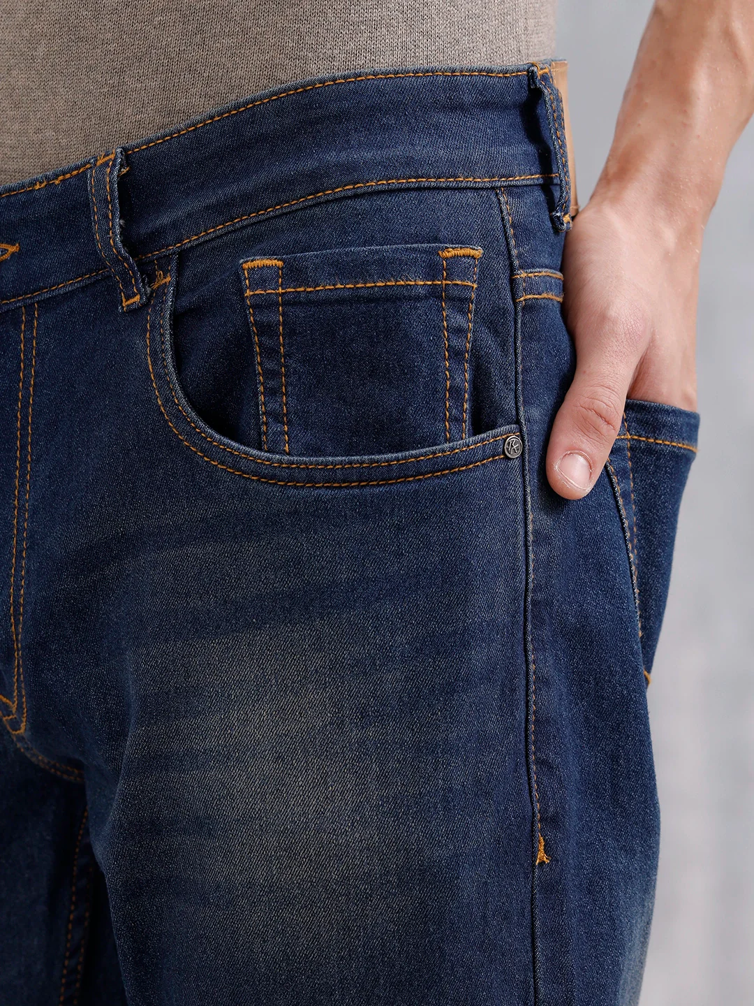 Men's Casual Slim Fit Jeans | Dark Stone - Image 5
