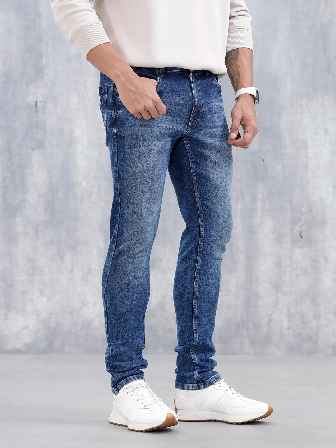 Men's Casual Slim Fit Jeans  | Dark Blue - Image 4