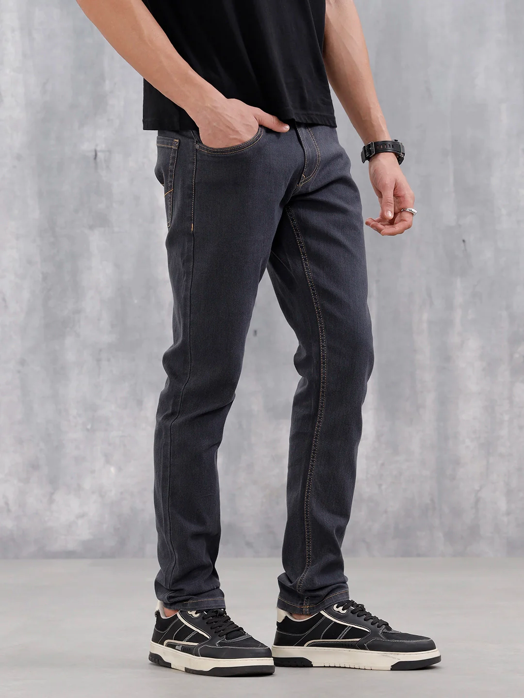 Men's Casual Slim Fit Jeans | Grey - Image 4