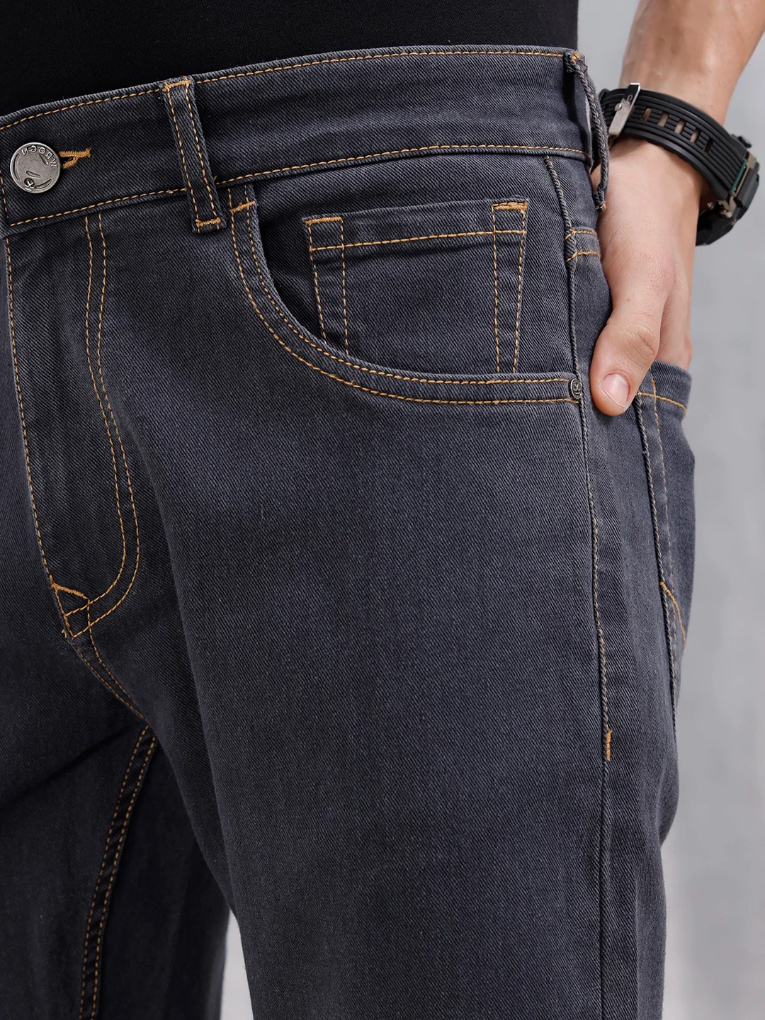 Men's Casual Slim Fit Jeans | Grey - Image 5