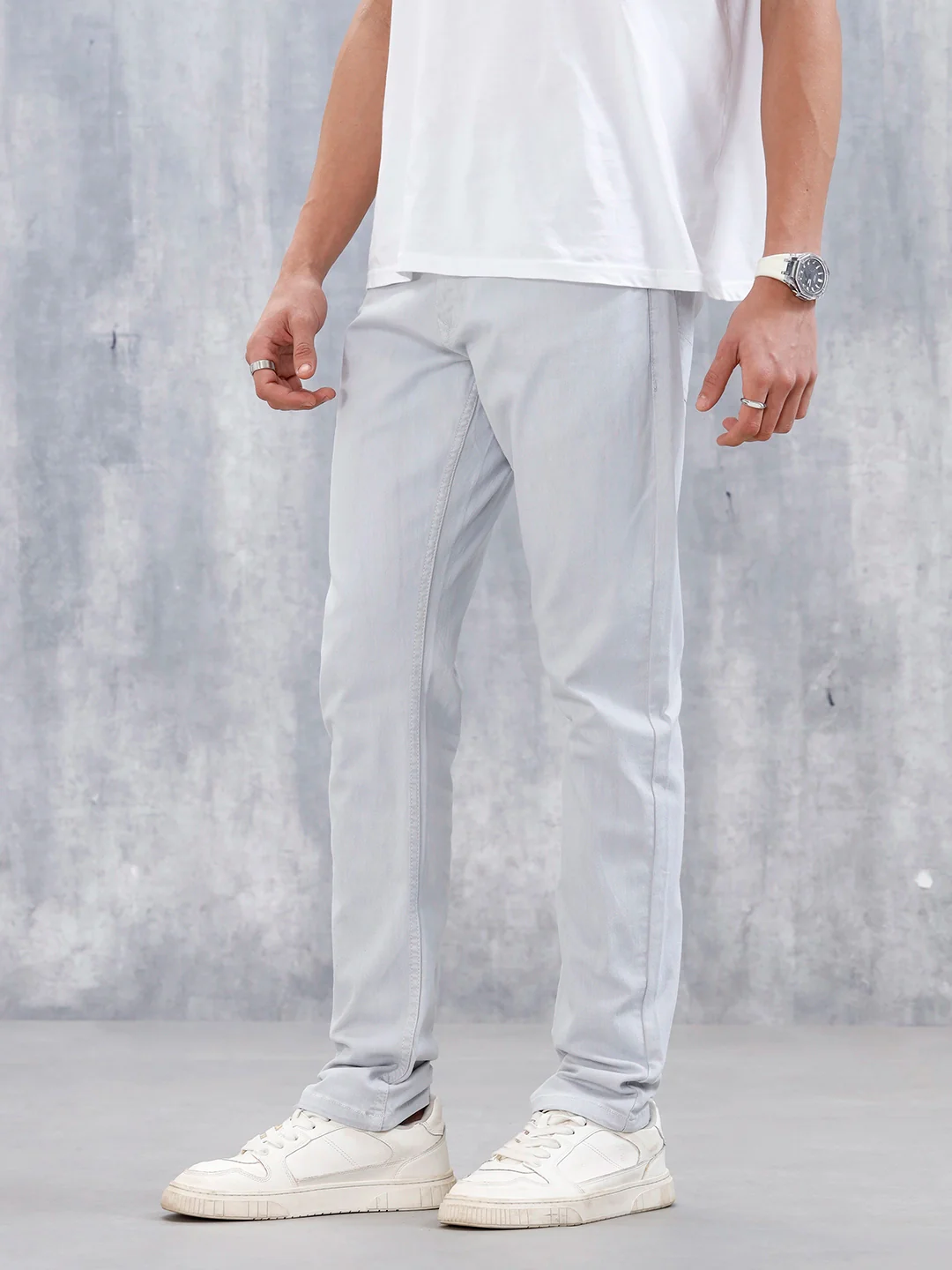 Men's Casual Slim Fit Jeans | Grey - Image 4
