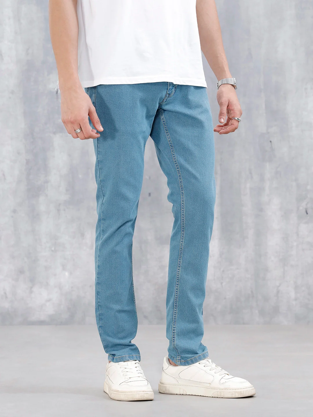 Men's Casual Slim Fit Jeans | Med Stone - Image 4