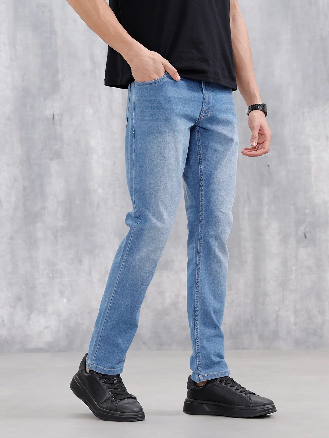 Men's Casual Slim Fit Jeans | Med Stone - Image 4