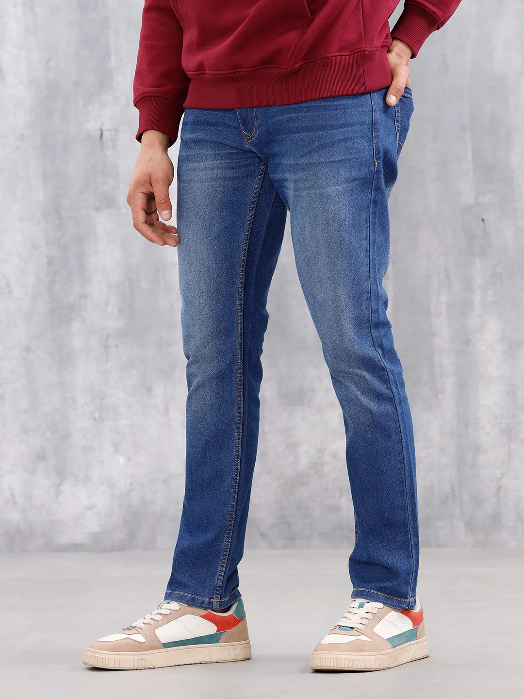 Men's Casual Slim Fit Jeans | Med Stone - Image 4