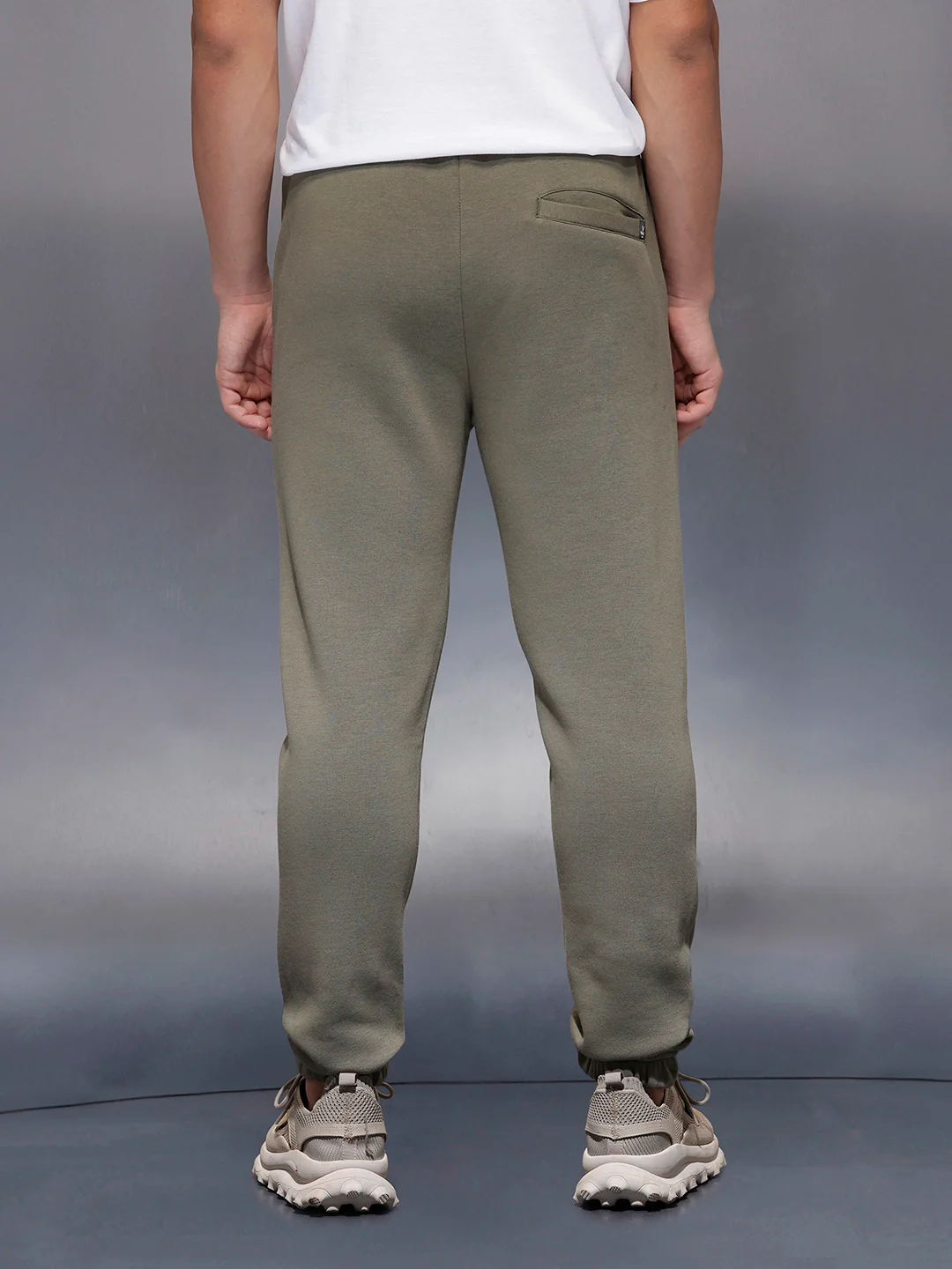 Men's casual slim fit jogger with typographic print design | Olive - Image 3