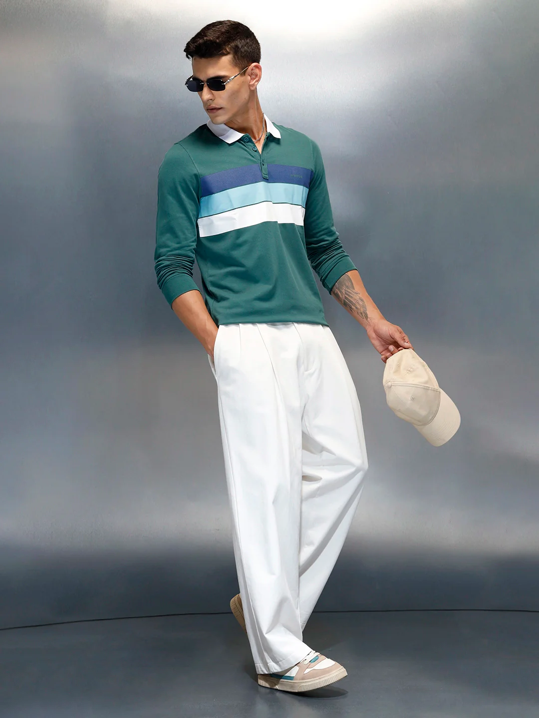 Men's Casual Slim Fit Printed Polo T-Shirt | Green - Image 2