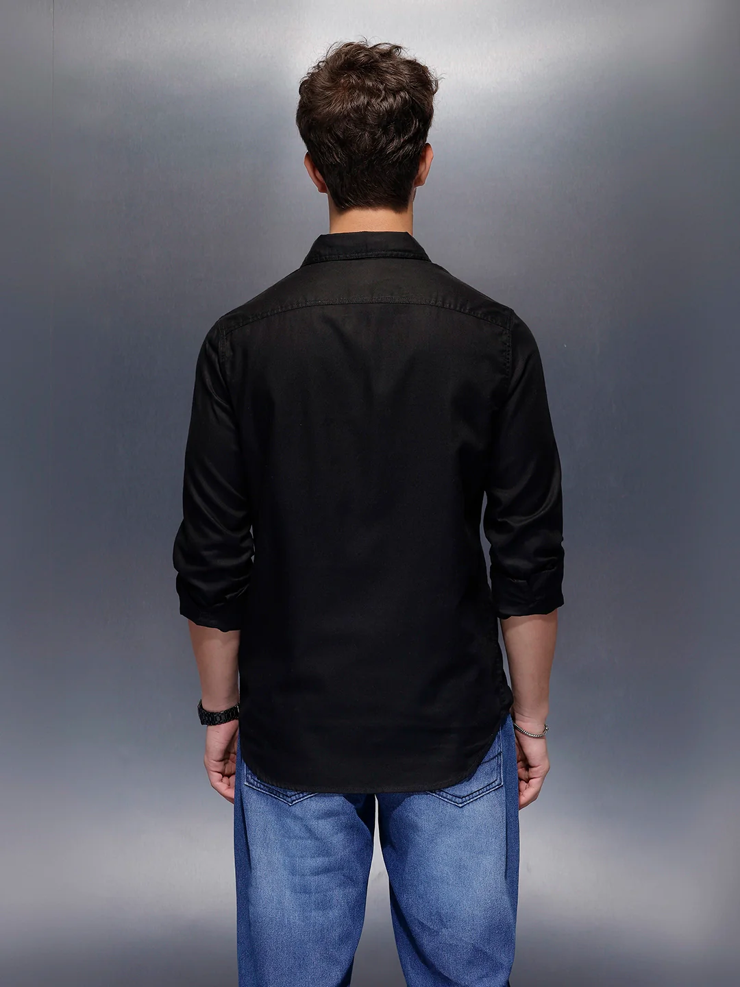 Men's Casual Slim Fit Shirt  | Black - Image 3