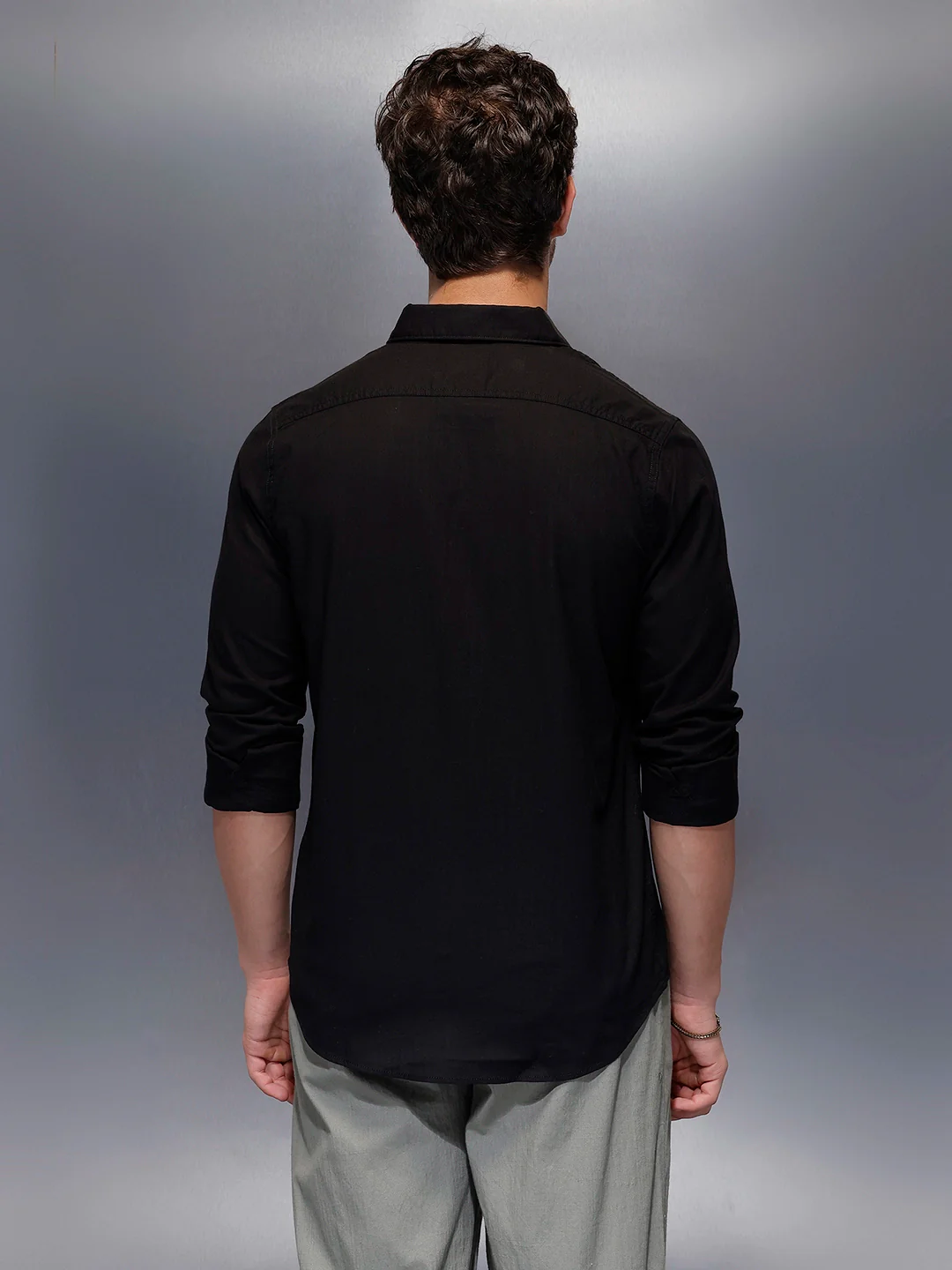 Men's Casual Slim Fit Shirt   |  Black - Image 3