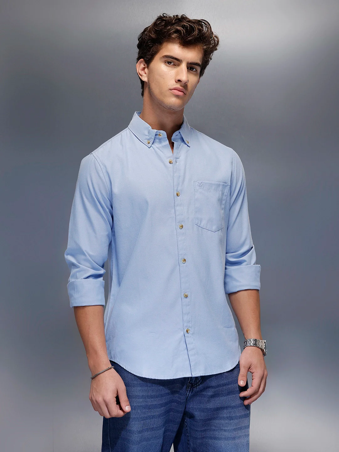 Men's Casual Slim Fit Shirt   |  Blue - Image 4