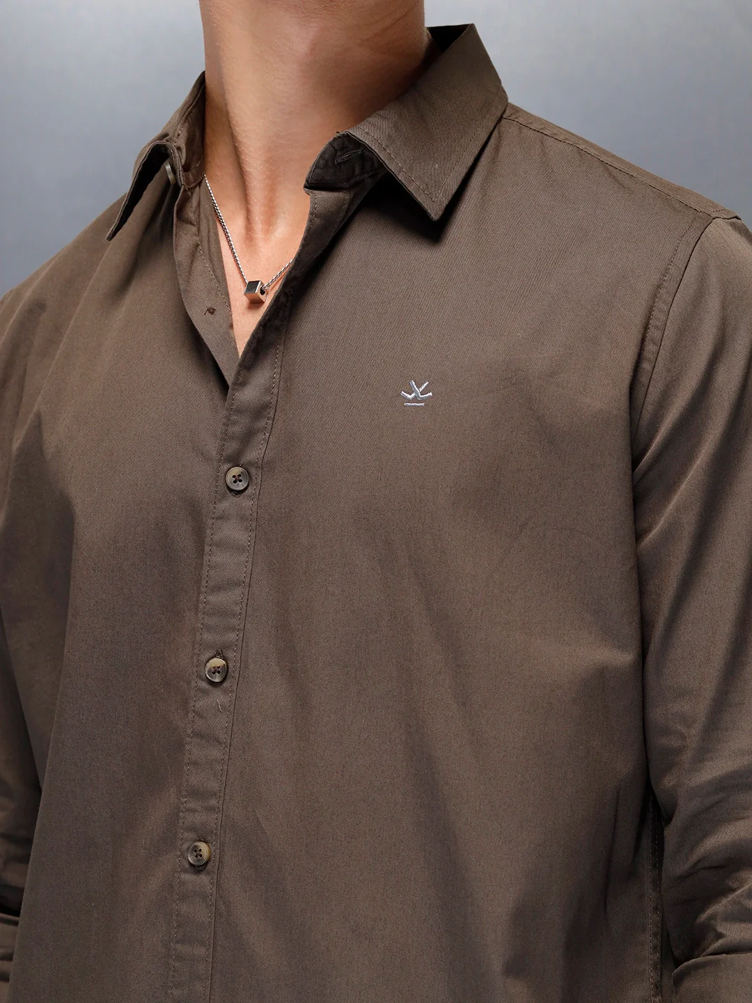 Men's casual slim fit shirt | Brown - Image 5