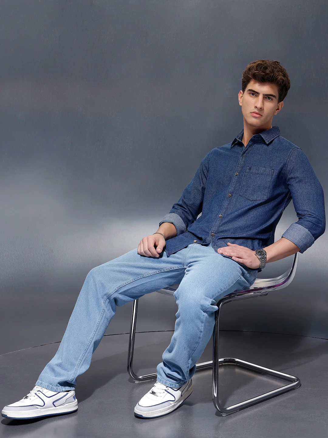 Men's Casual Slim Fit Shirt  | Blue - Image 2