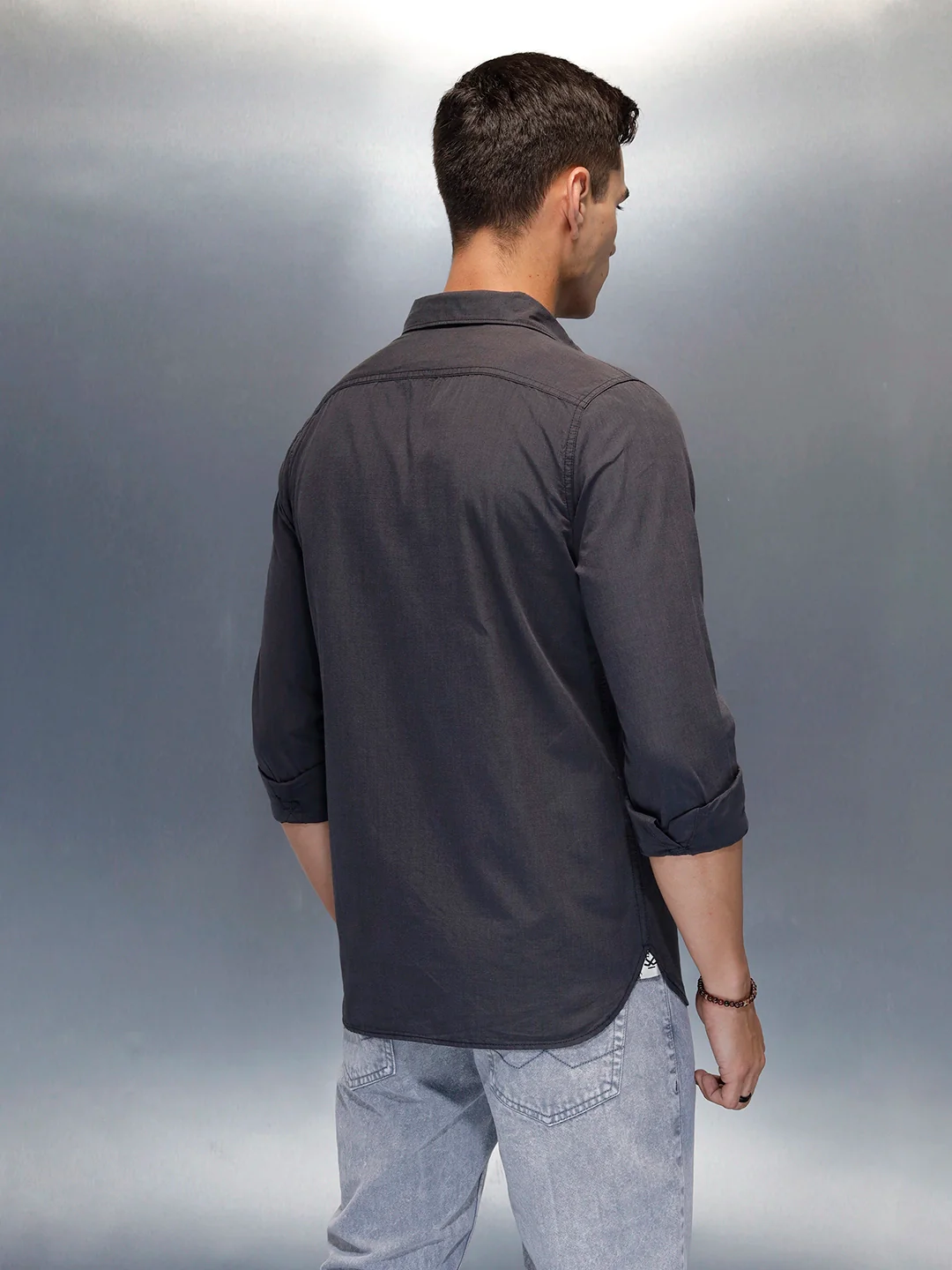 Men's Casual Slim Fit Shirt | Grey - Image 3
