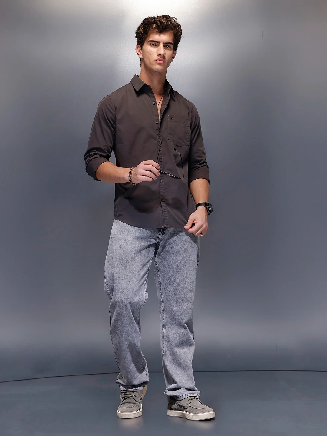 Men's Casual Slim Fit Shirt   |  Grey - Image 2