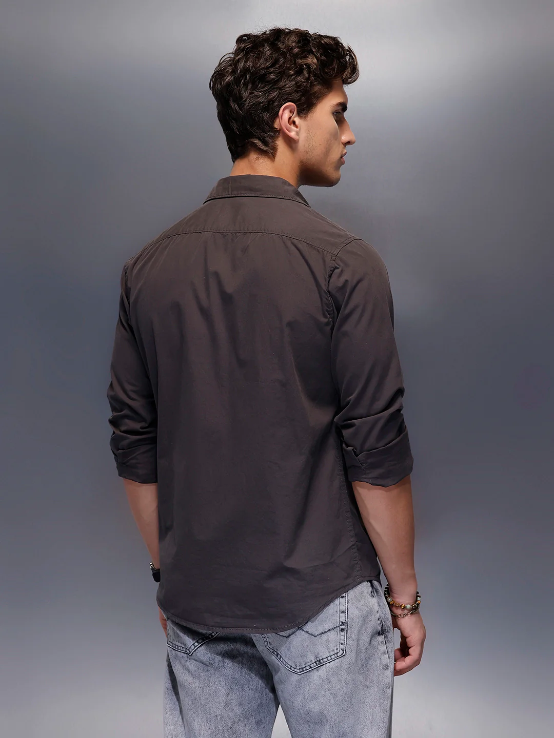 Men's Casual Slim Fit Shirt   |  Grey - Image 3