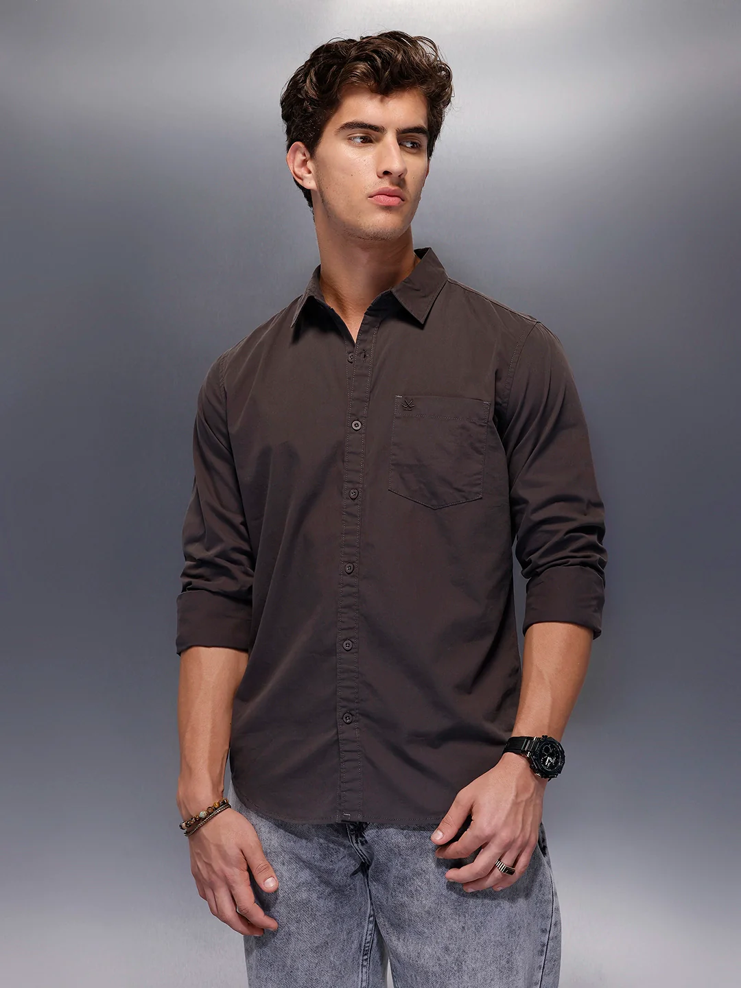 Men's Casual Slim Fit Shirt   |  Grey - Image 4