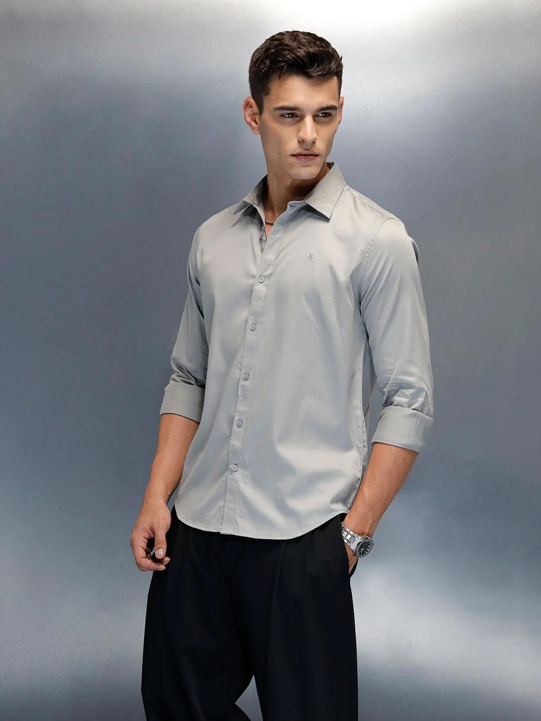 Men's Casual Slim Fit Shirt | Grey - Image 4