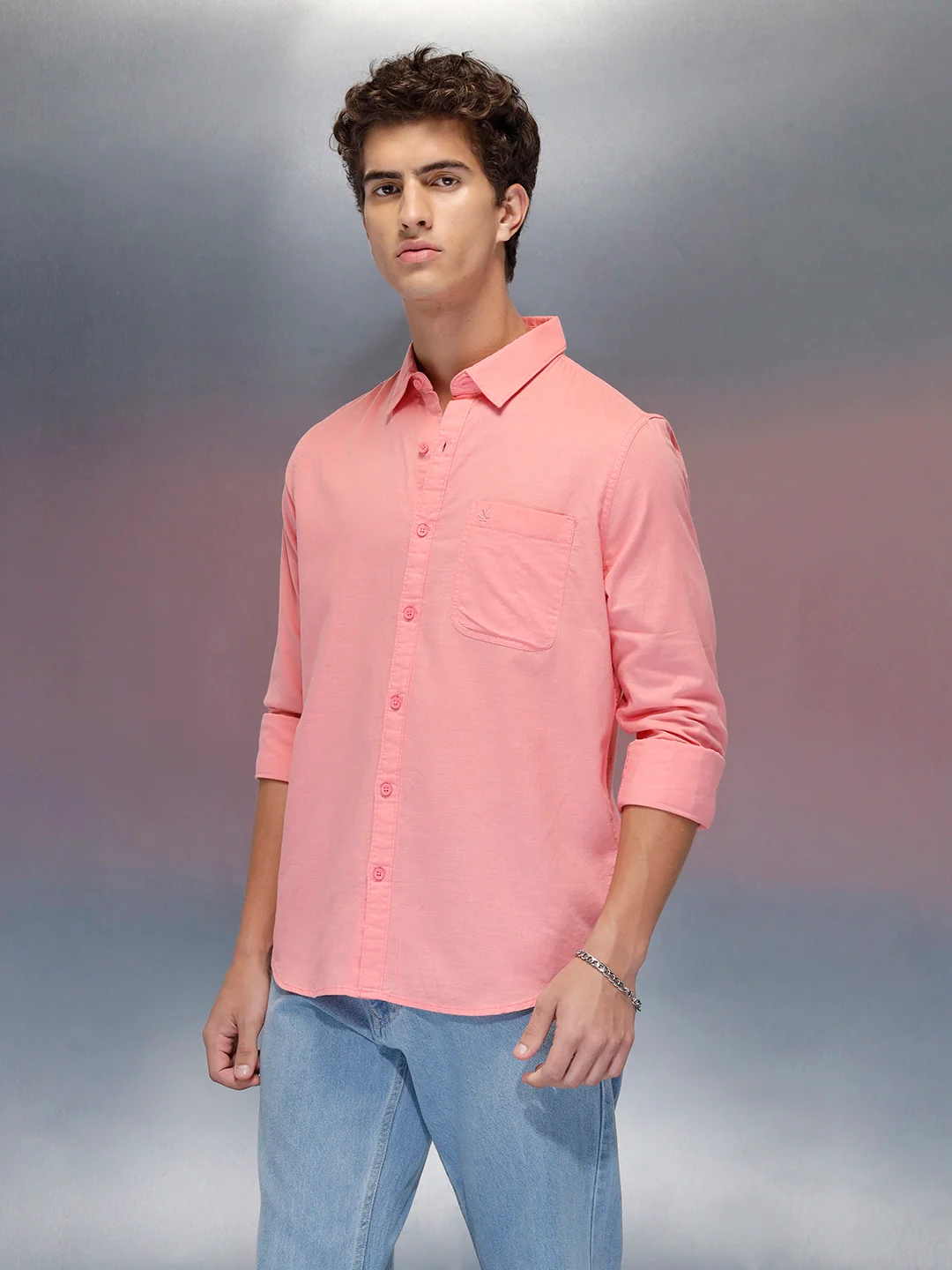 Men's casual slim fit shirt | Pink - Image 4