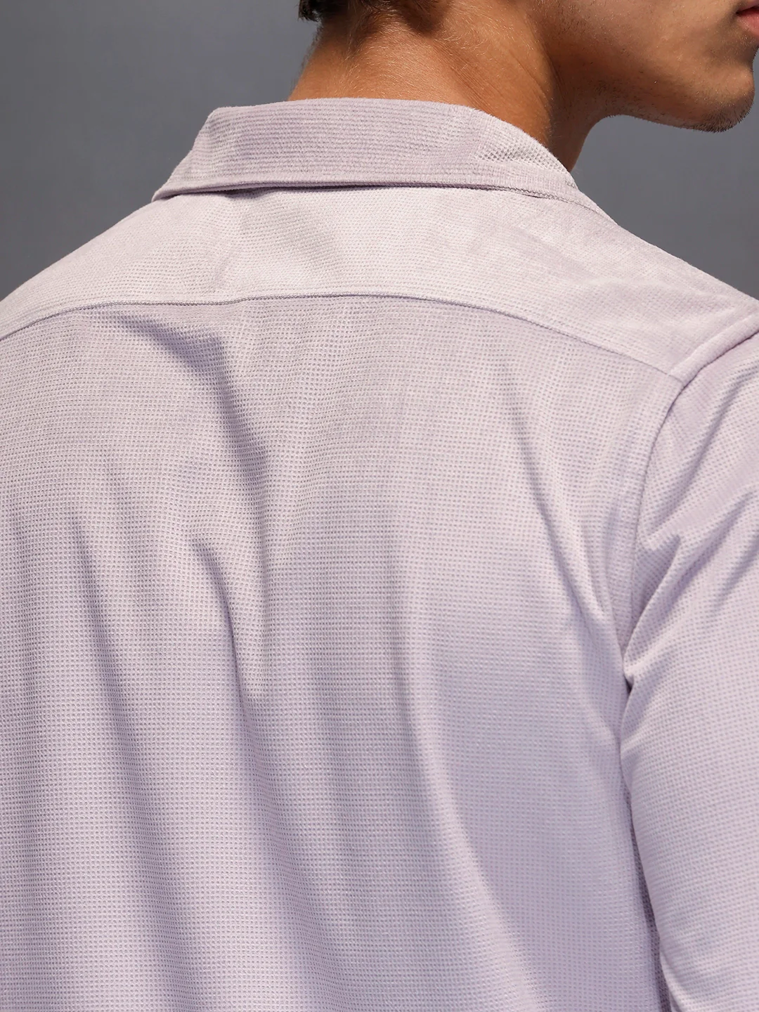 Men's Casual Slim Fit Solid Shirt  |  Purple - Image 4