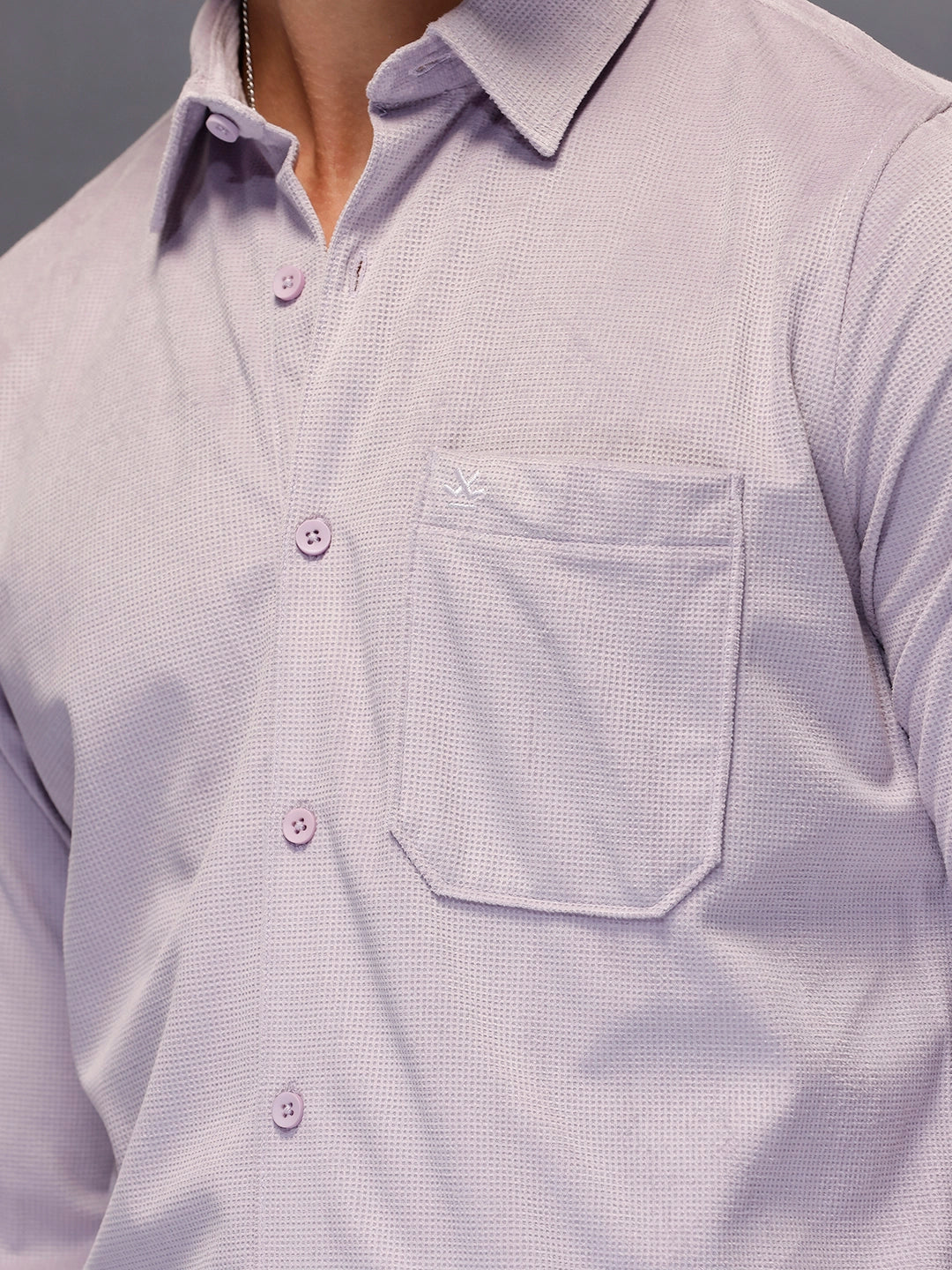 Men's Casual Slim Fit Solid Shirt  |  Purple - Image 5