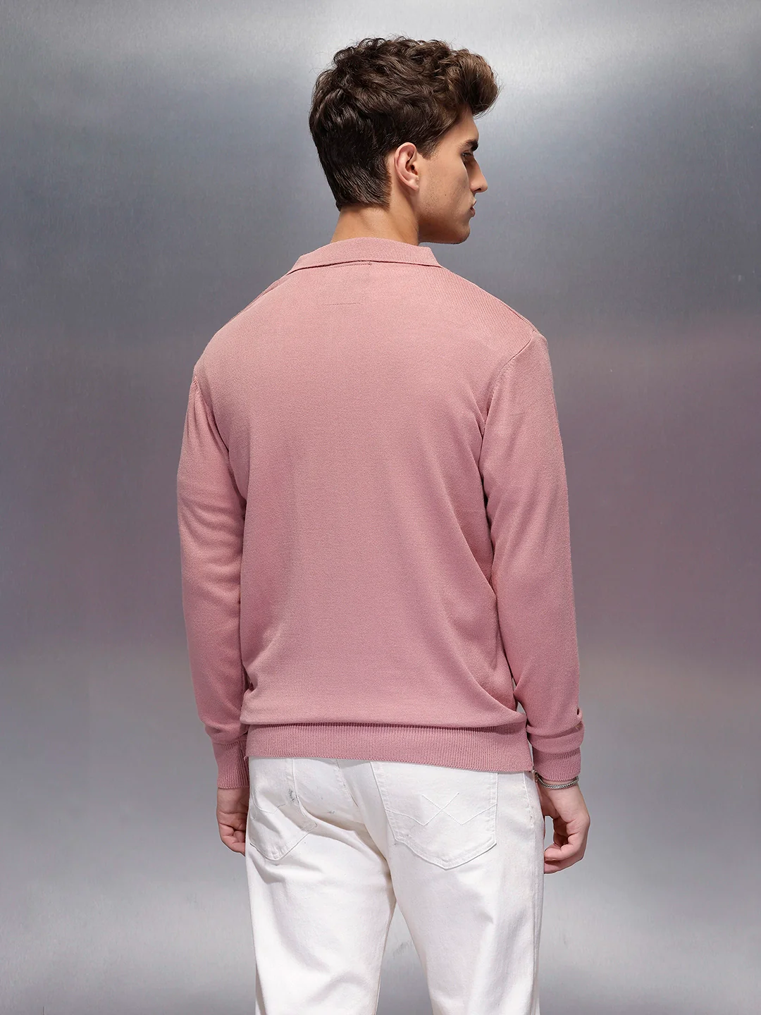Men's Casual Slim Fit Sweater  | Pink - Image 3