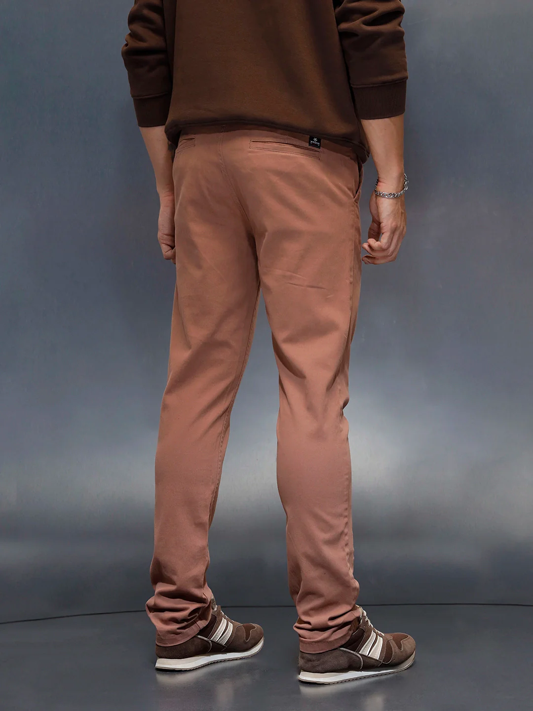 Men's Casual Slim Fit Trousers | Brown - Image 3