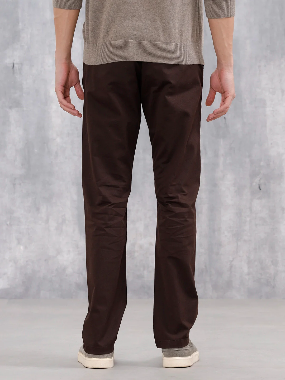 Men's Casual Slim Fit Trousers | Brown - Image 3
