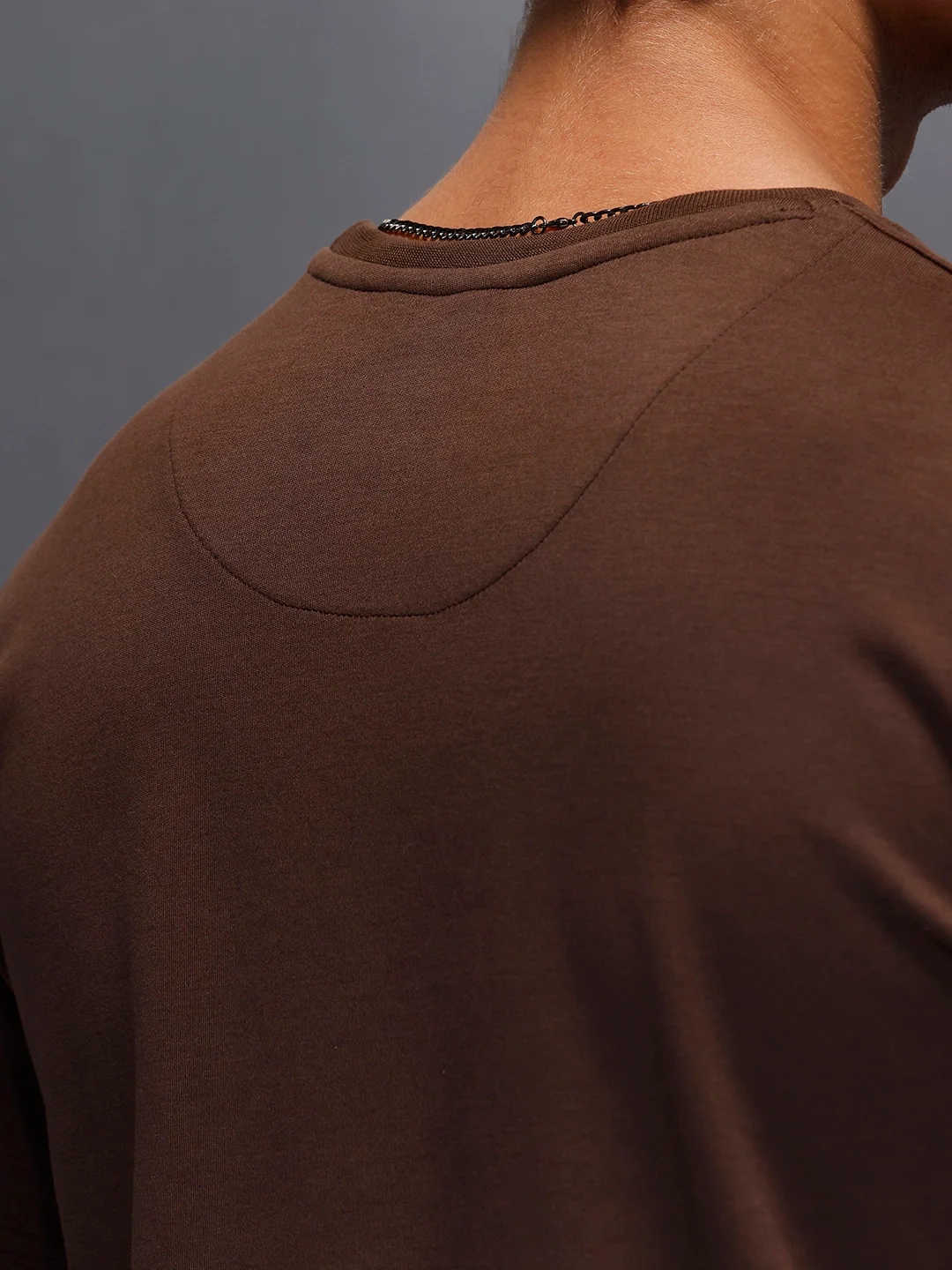 Men's Casual Slim Fit Wrogn Branded Tee  |  Brown - Image 5
