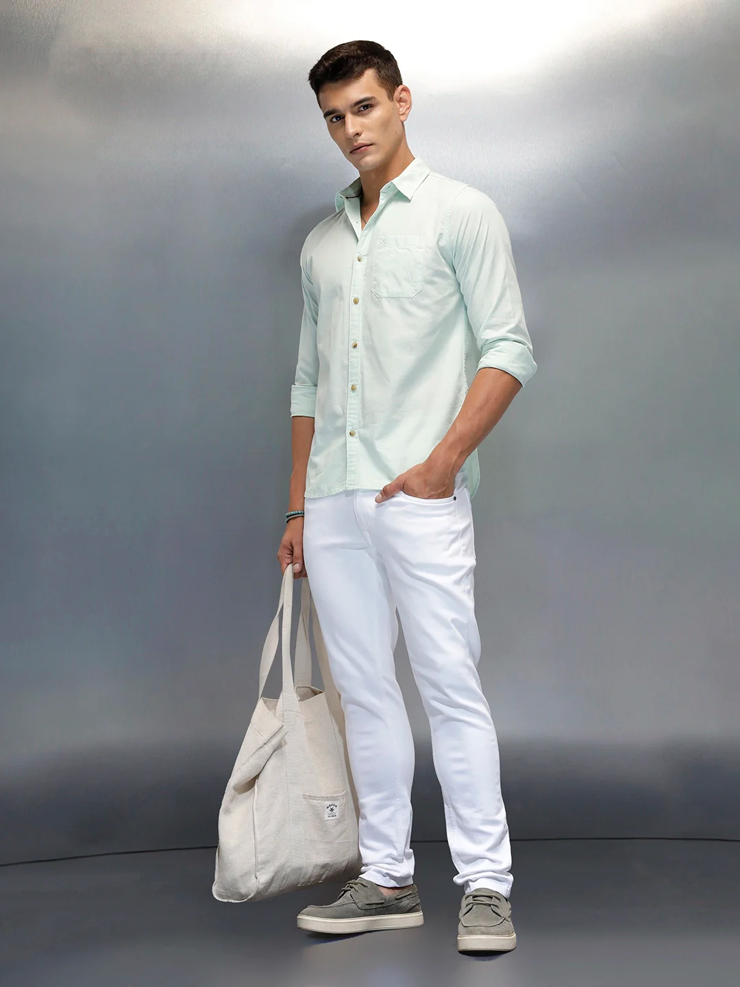 Men's Casual Slim Tapered Fit Jeans | White - Image 2
