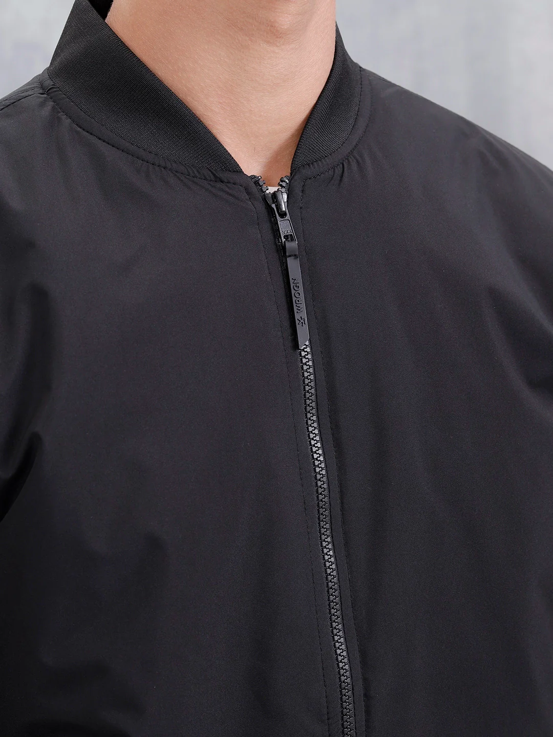Men's Casual Solid Bomber Jacket | Black - Image 5