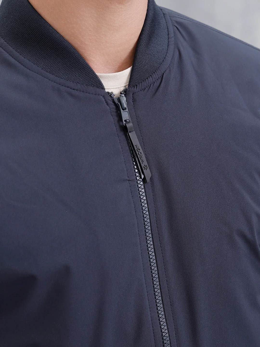 Men's Casual Solid Bomber Jacket  | Navy Blue - Image 5