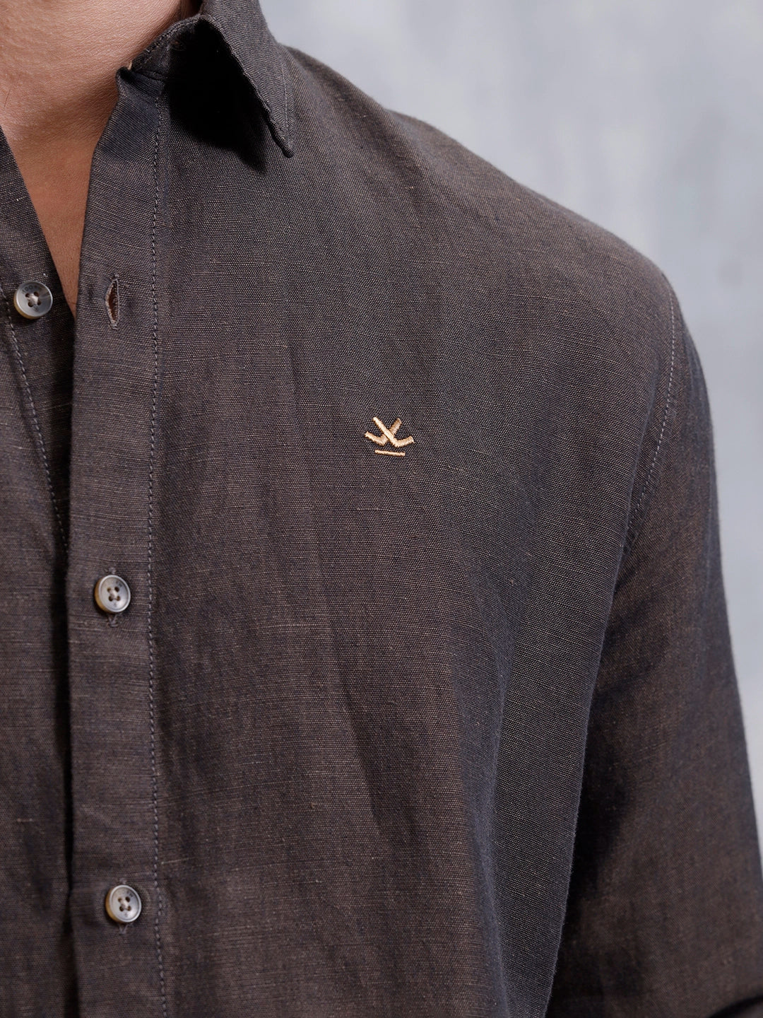 Men's Casual Solid Shirt | Brown - Image 5