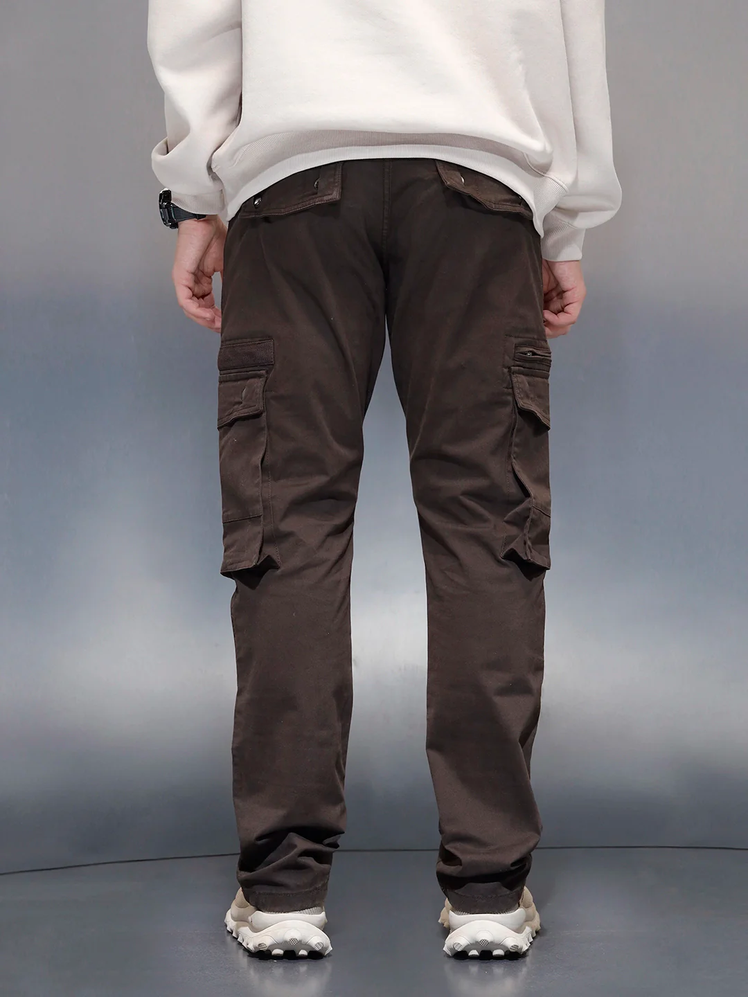 Men's Casual Straight Fit Cargo Trousers | Rust - Image 3