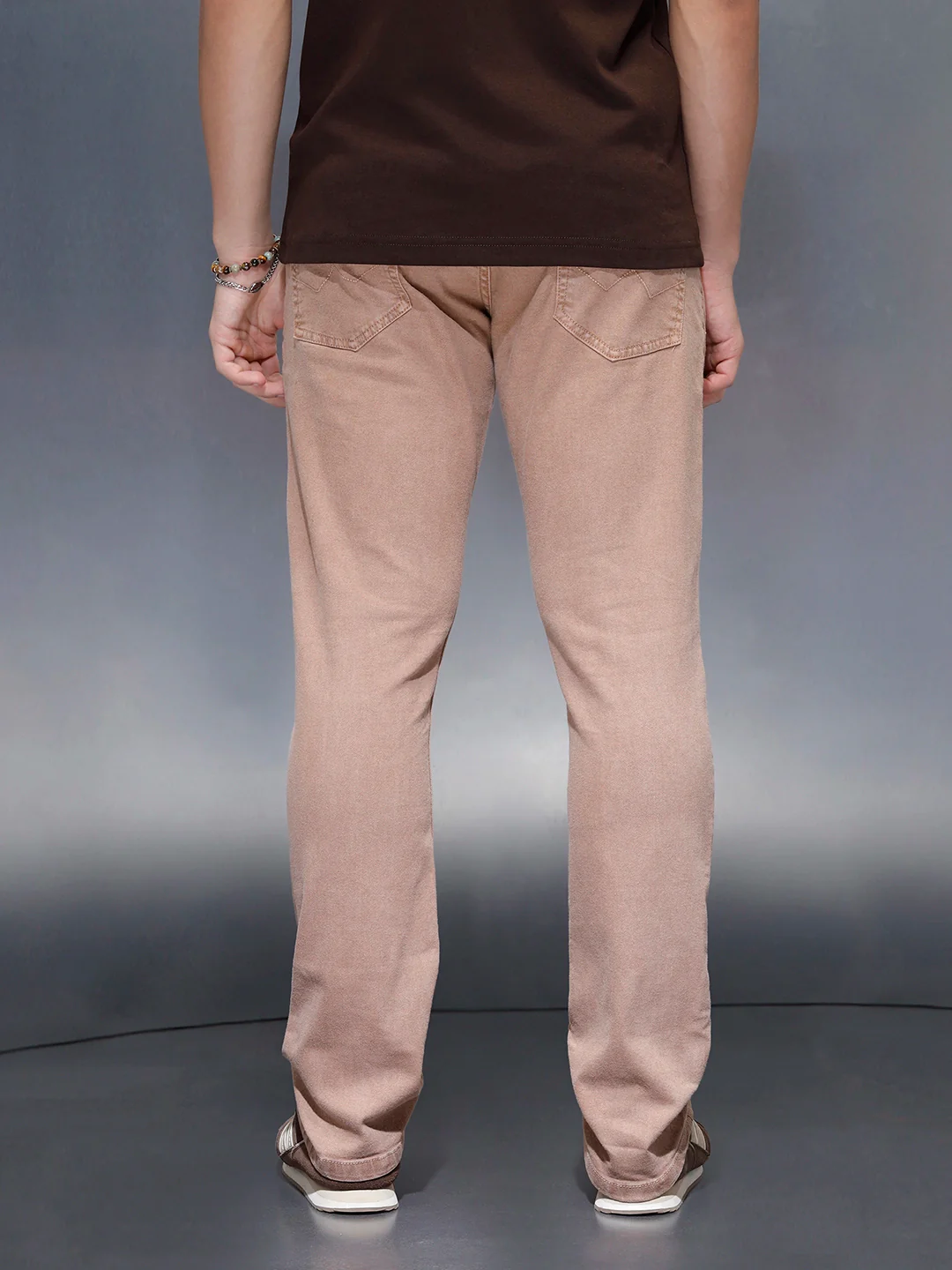 Men's Casual Straight Fit Denim Trousers  | Khaki - Image 3