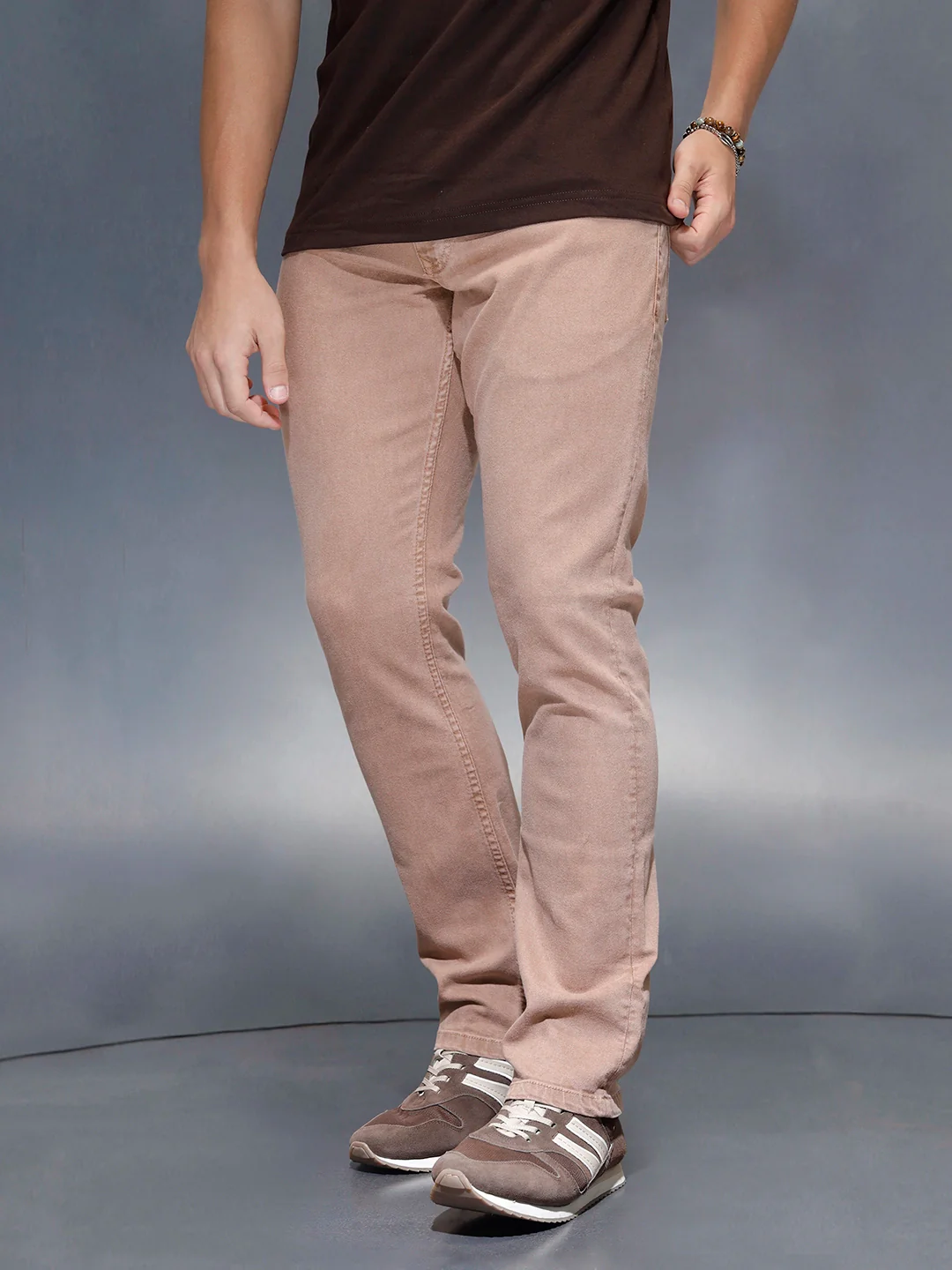 Men's Casual Straight Fit Denim Trousers  | Khaki - Image 4