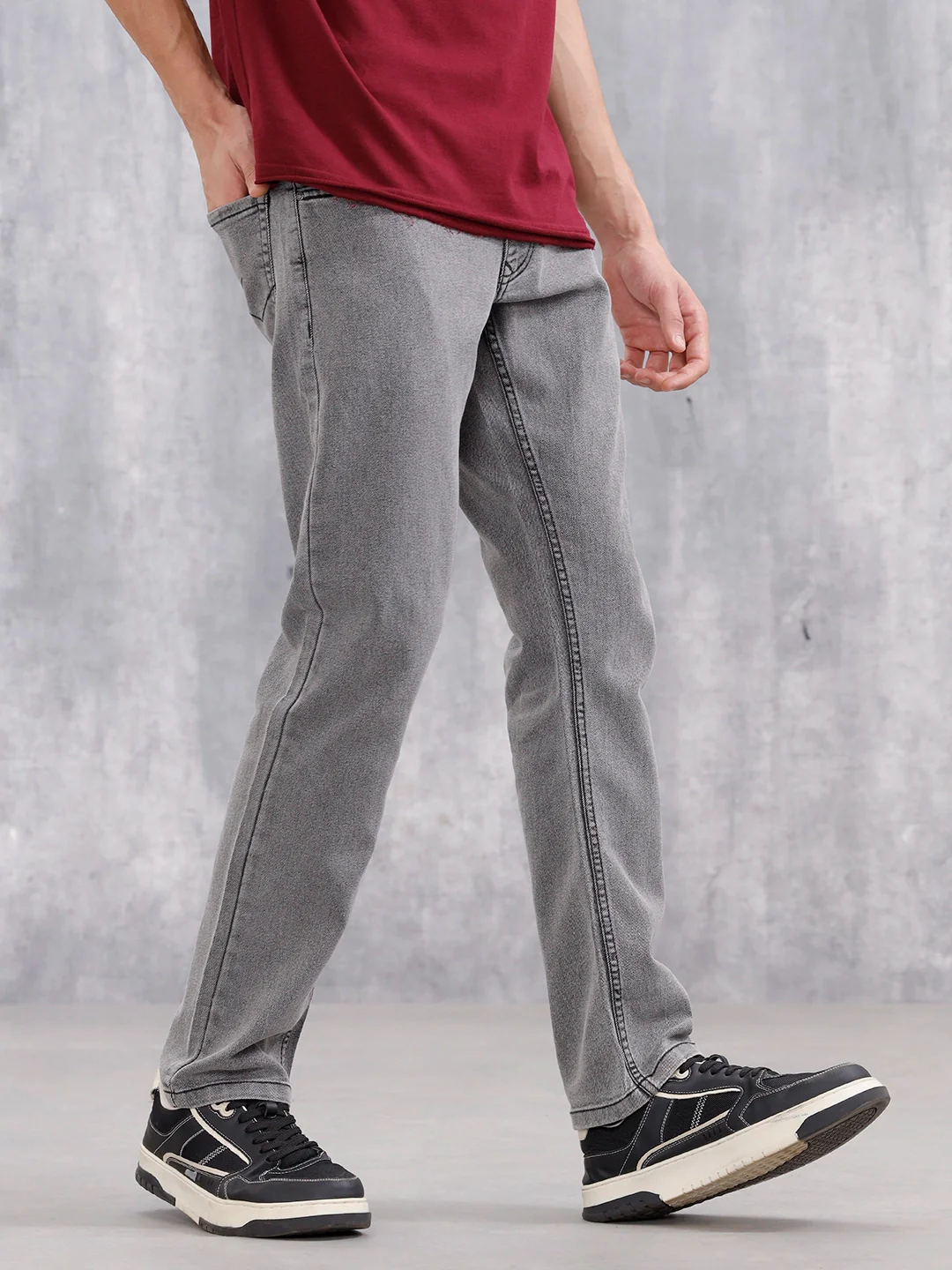 Men's Casual Straight Fit Jeans |  Grey - Image 4