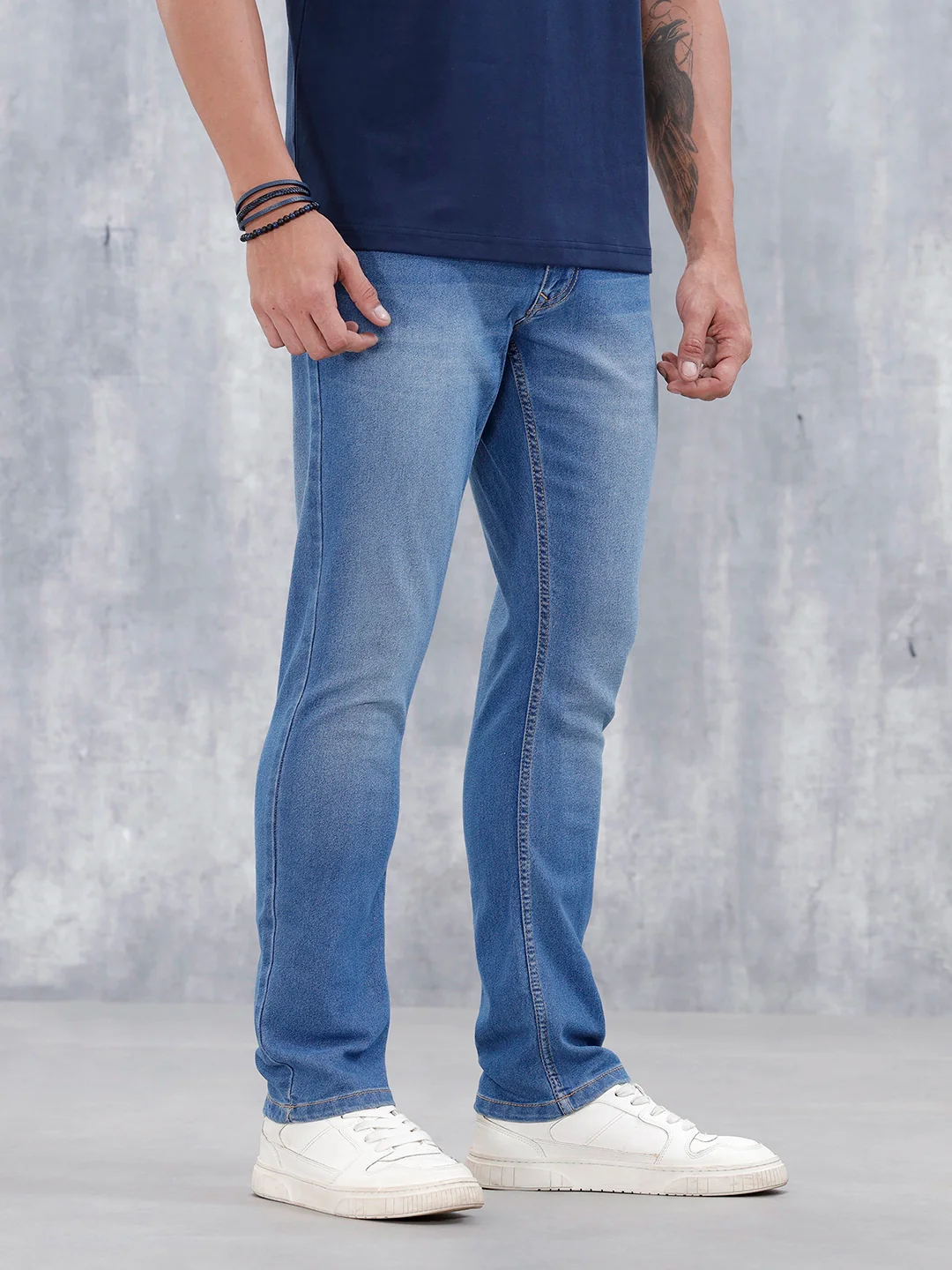 Men's Casual Straight Fit Jeans | Med Stone - Image 4
