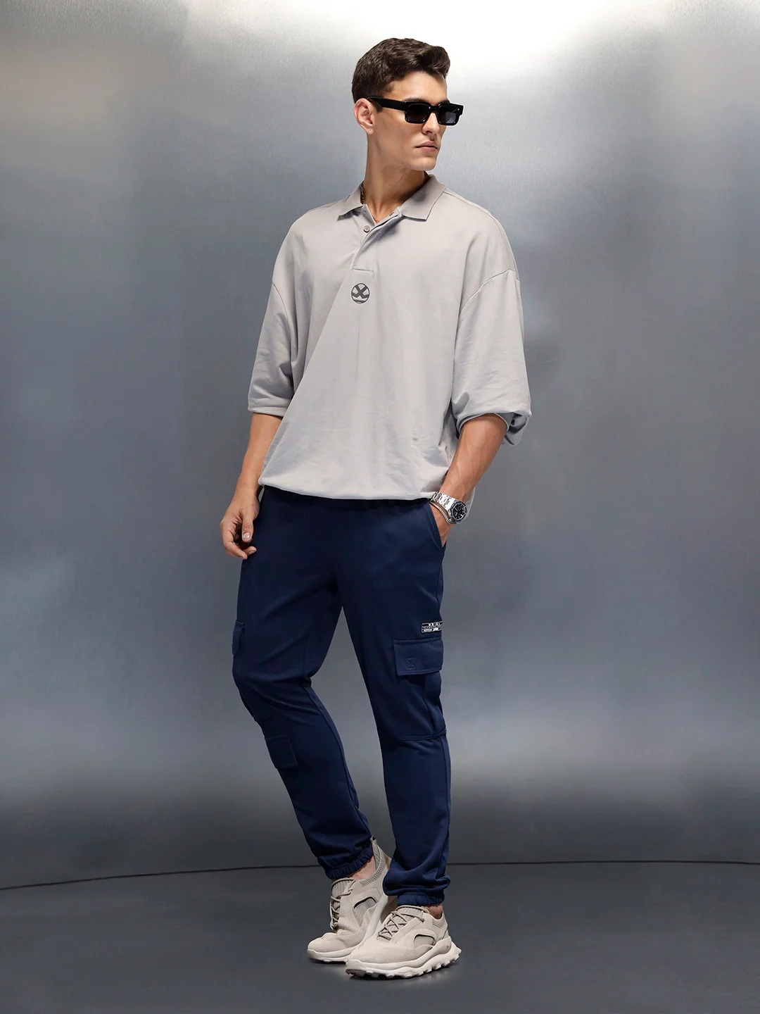Men's casual straight fit knitted jogger | Navy Blue - Image 2