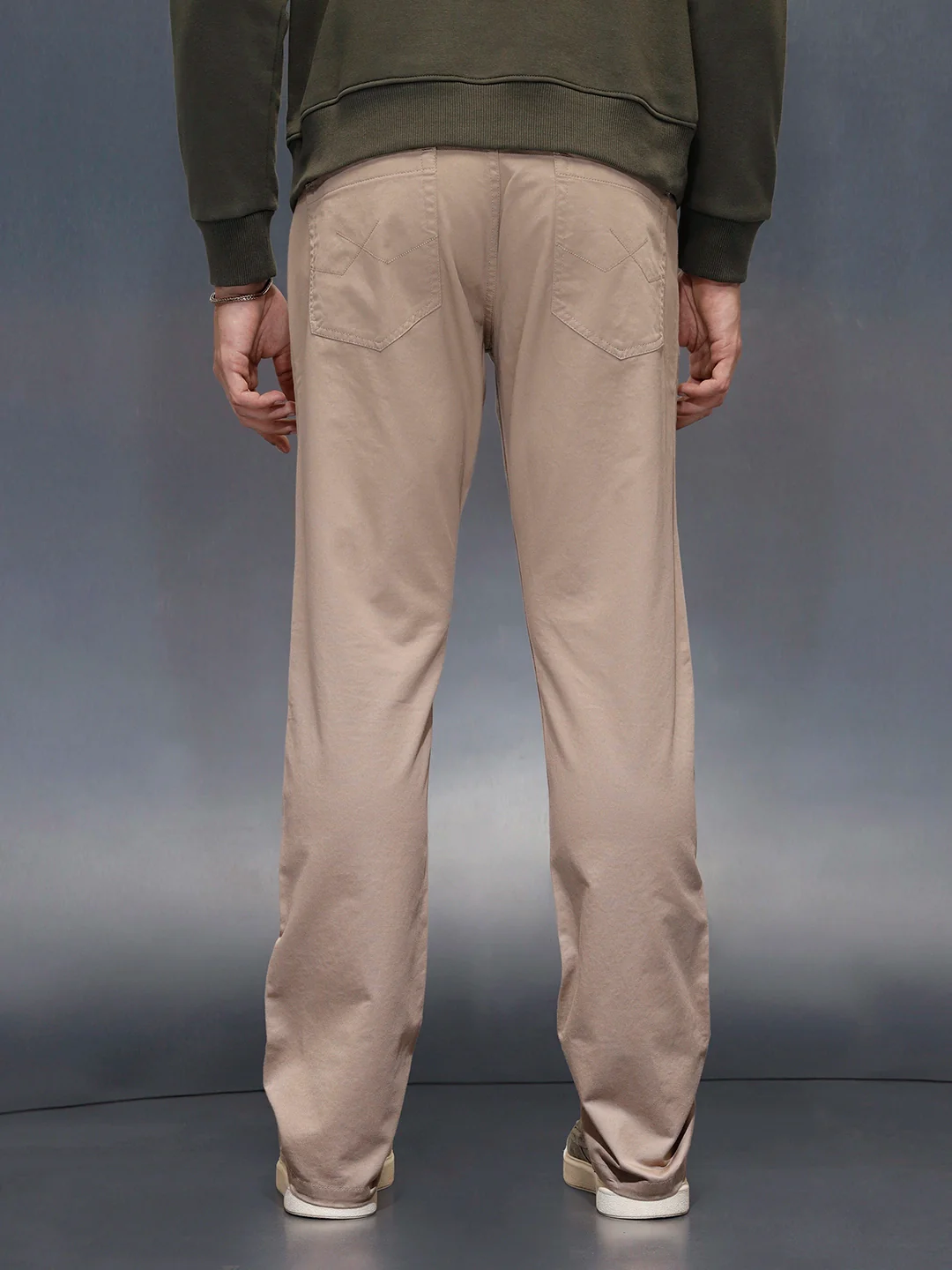 Men's casual straight fit trousers | Beige - Image 3