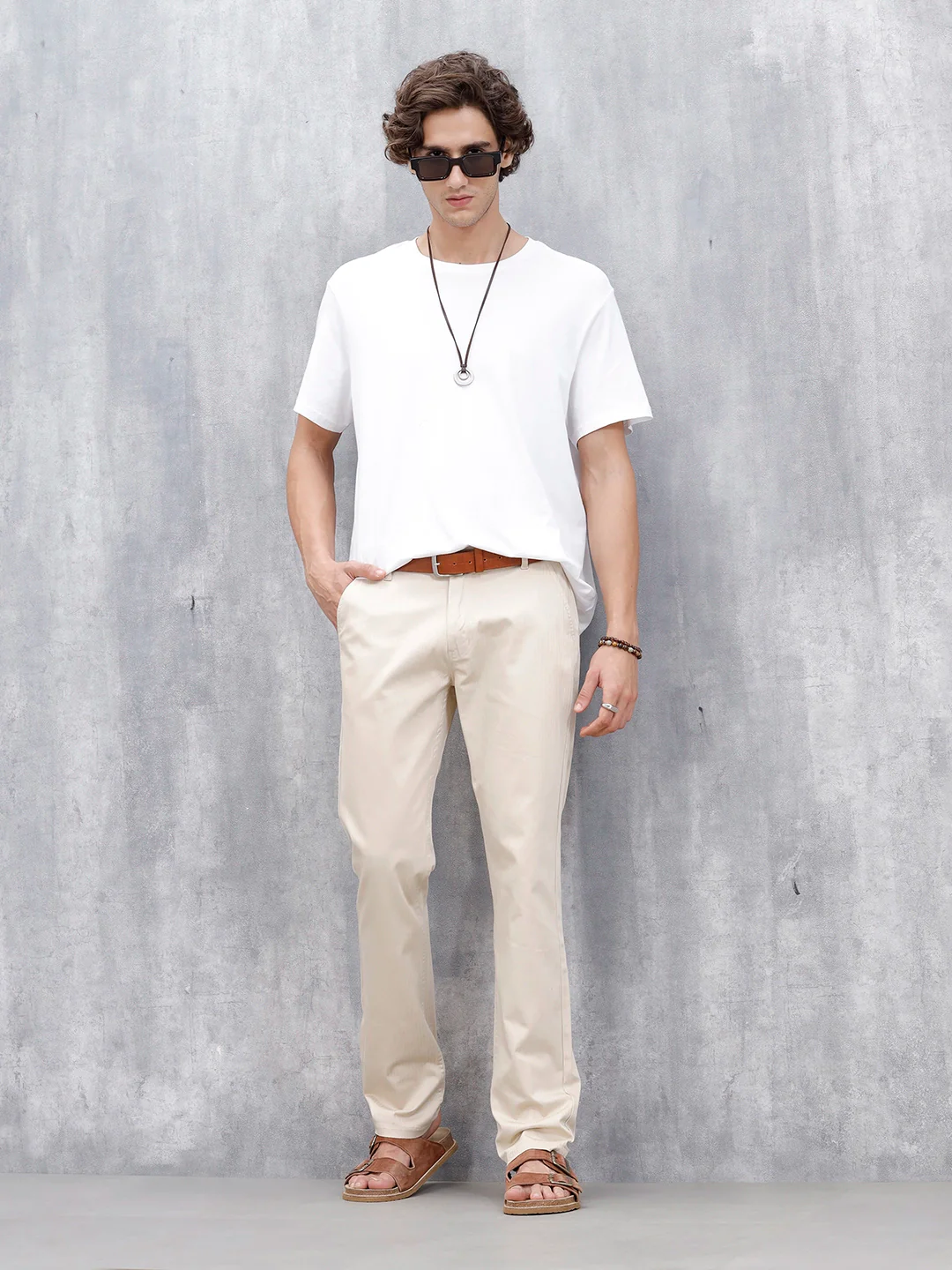 Men's Casual Straight Fit Trousers | Khaki - Image 2