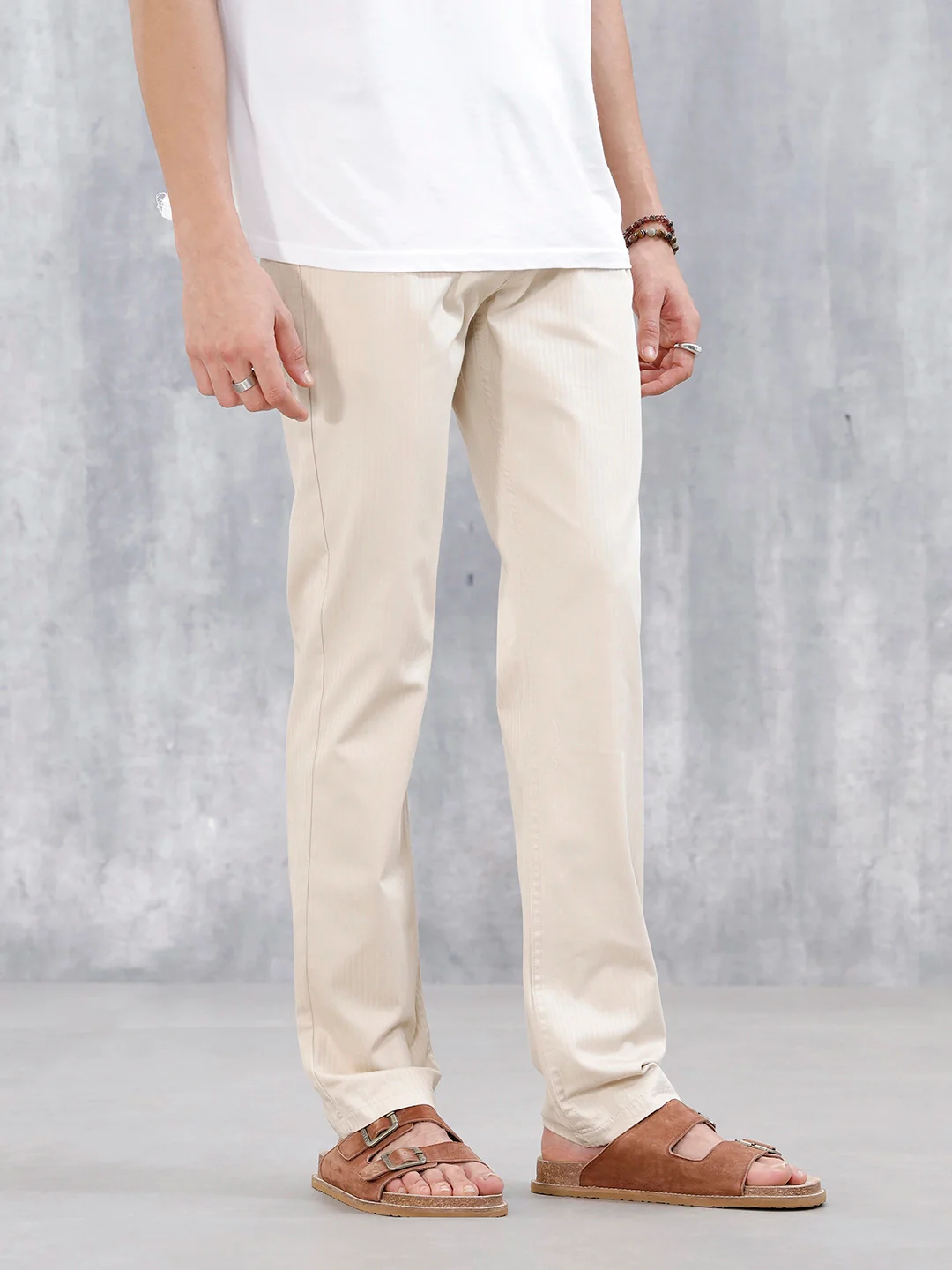 Men's Casual Straight Fit Trousers | Khaki - Image 4
