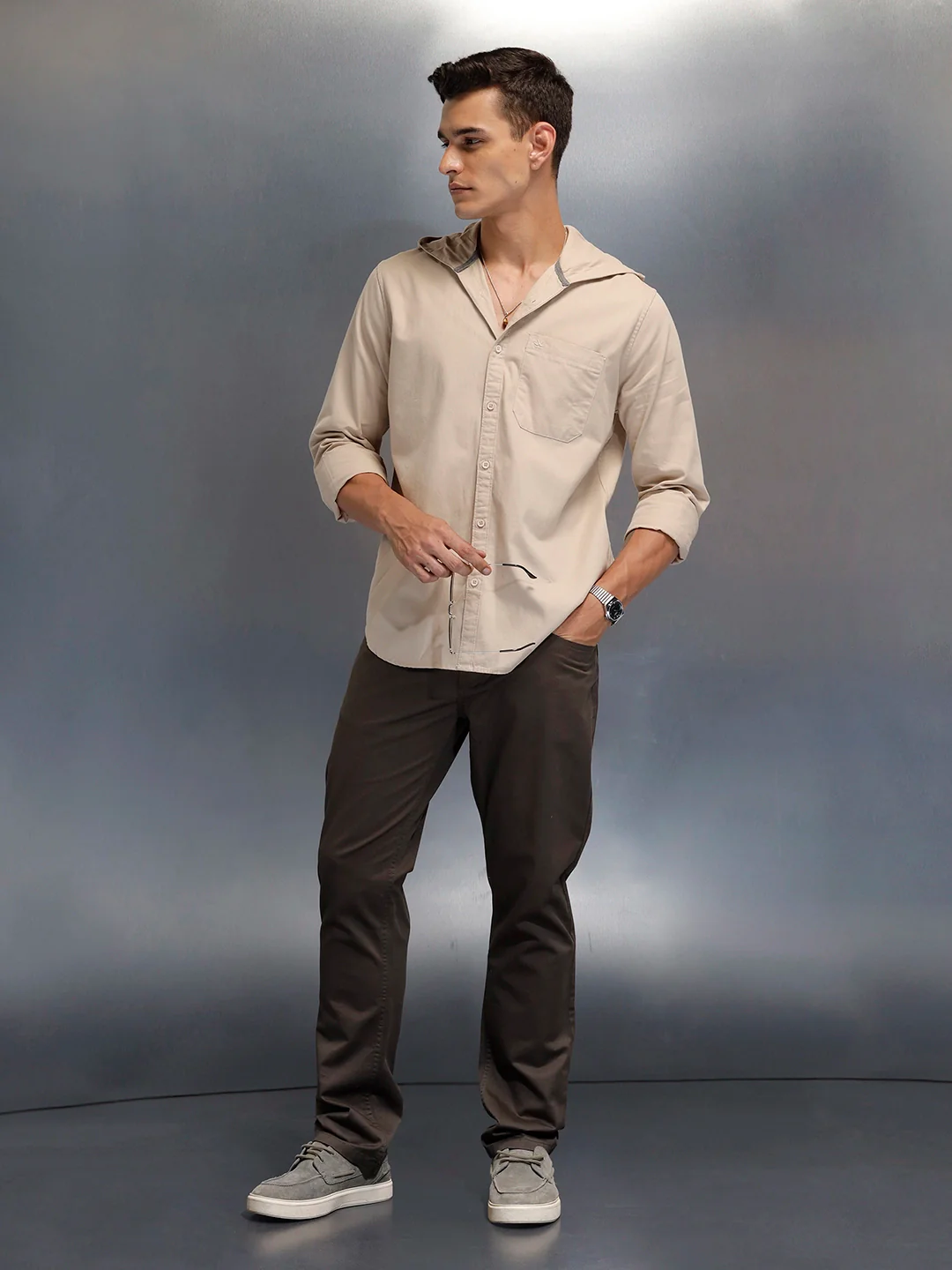 Men's casual straight fit trousers | Olive - Image 2