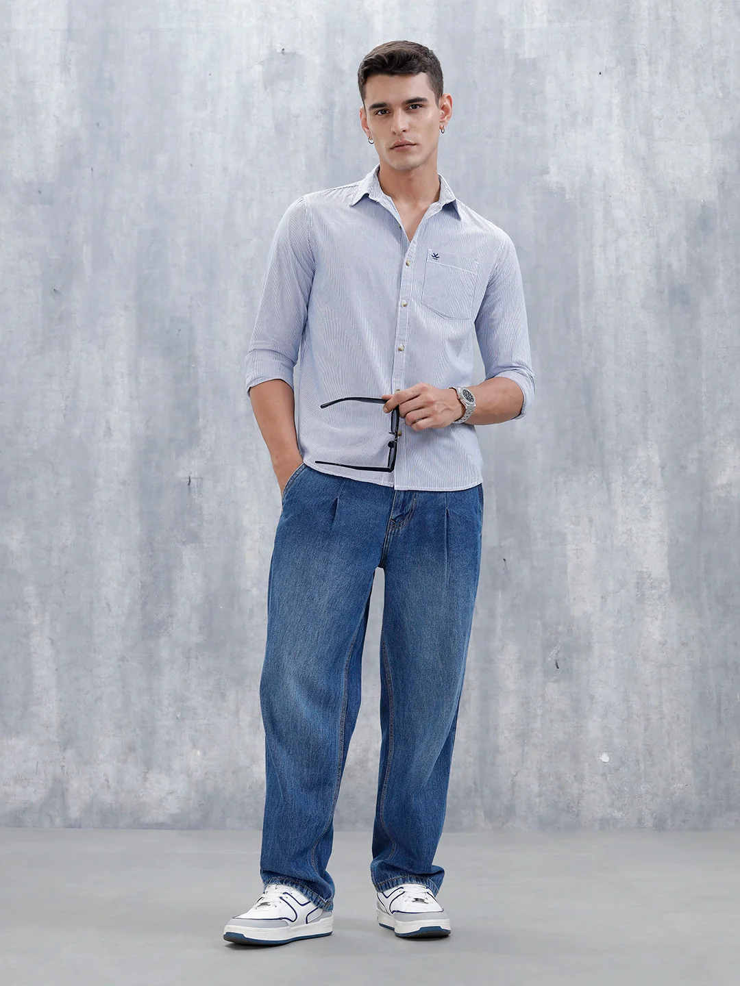 Men's Casual Striped Pattern Shirt | Blue - Image 2